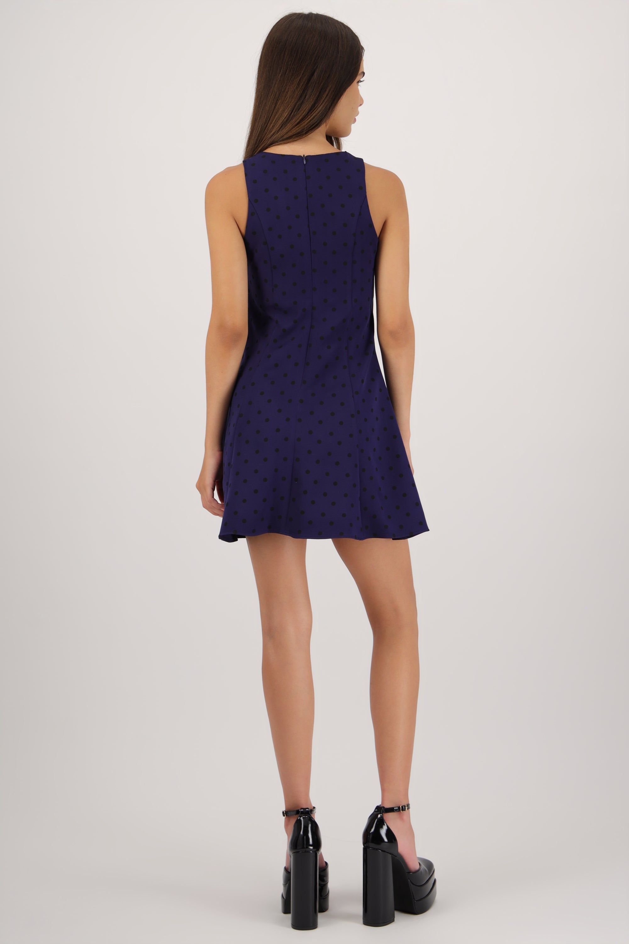 Vestido sin mangas escote redondo polka dots MARINO COMBO