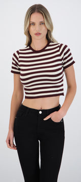 Top crop rayas detalle borde