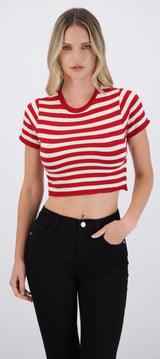 Top crop rayas detalle borde