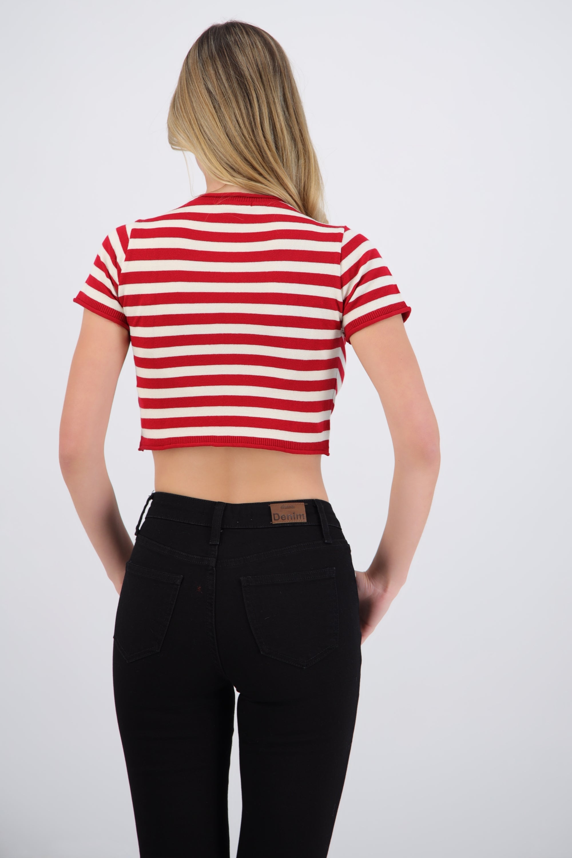 Top crop rayas detalle borde