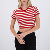 Top crop rayas detalle borde