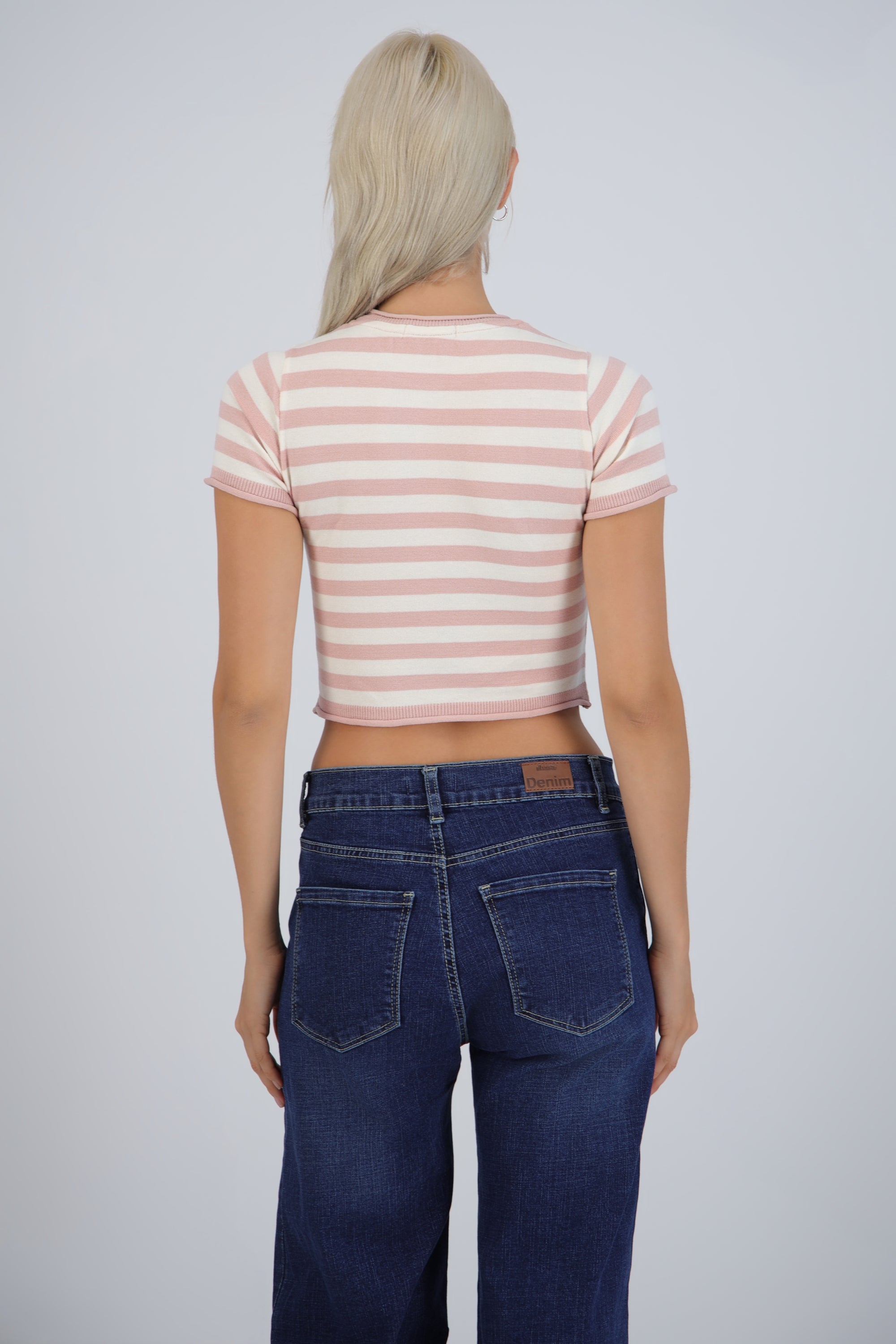 Top crop rayas detalle borde