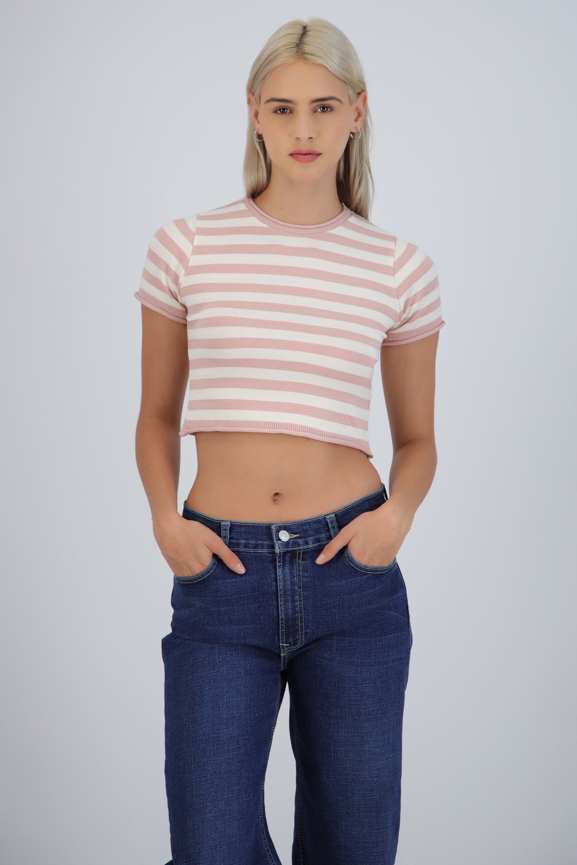 Top crop rayas detalle borde