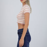 Top crop rayas detalle borde