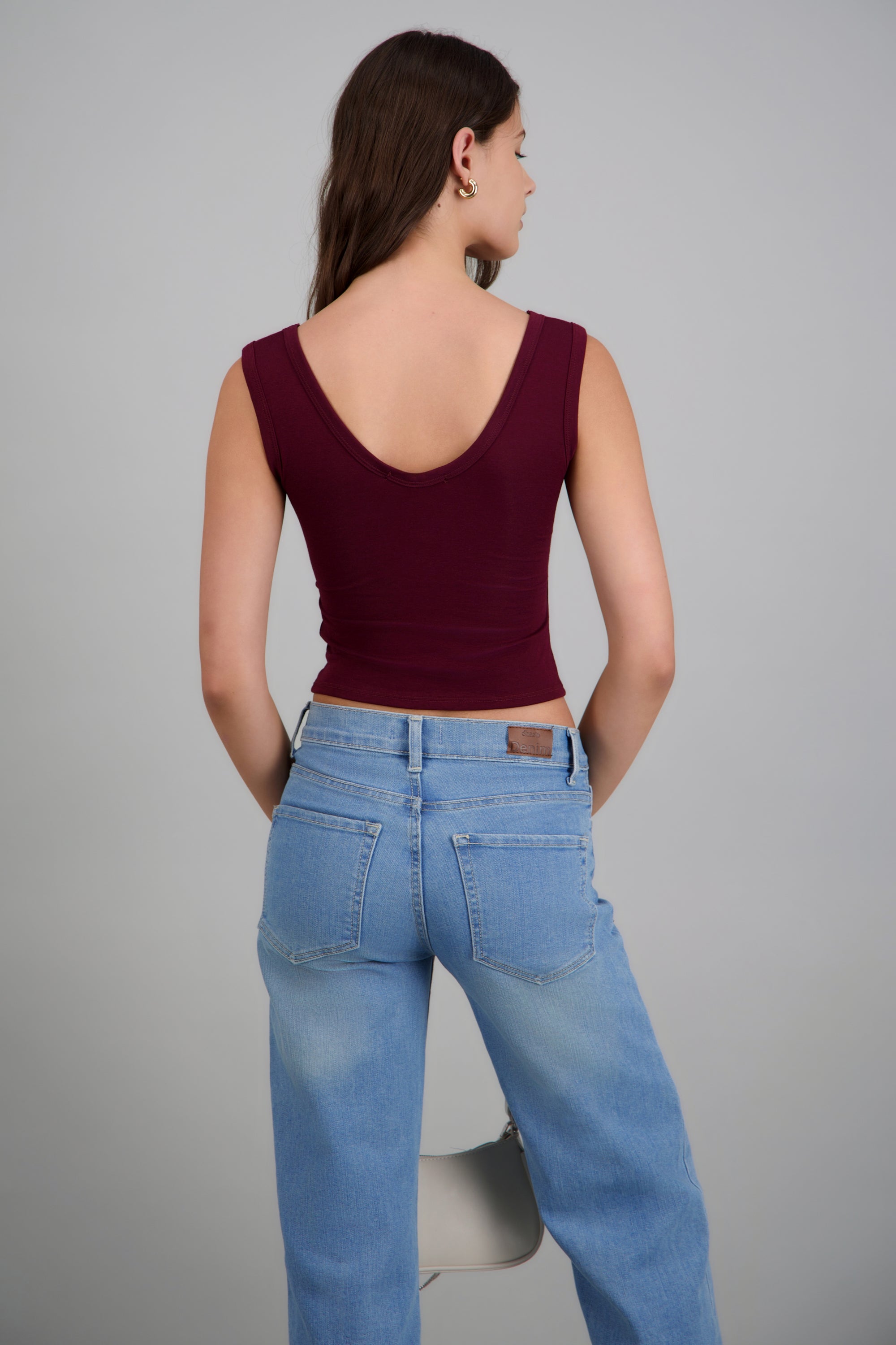 Top escote cuadrado con rayas VINO