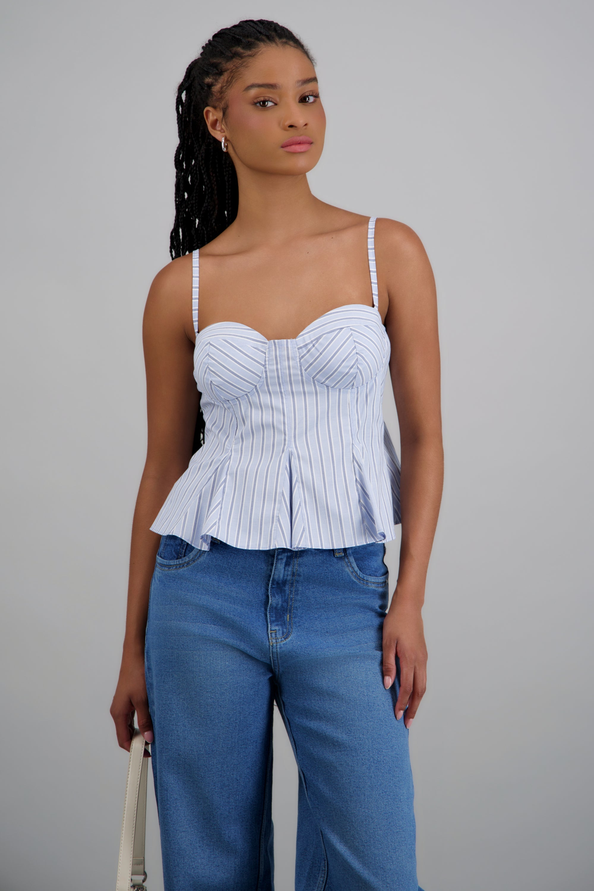 Top tirantes peplum rayas AZUL COMBO