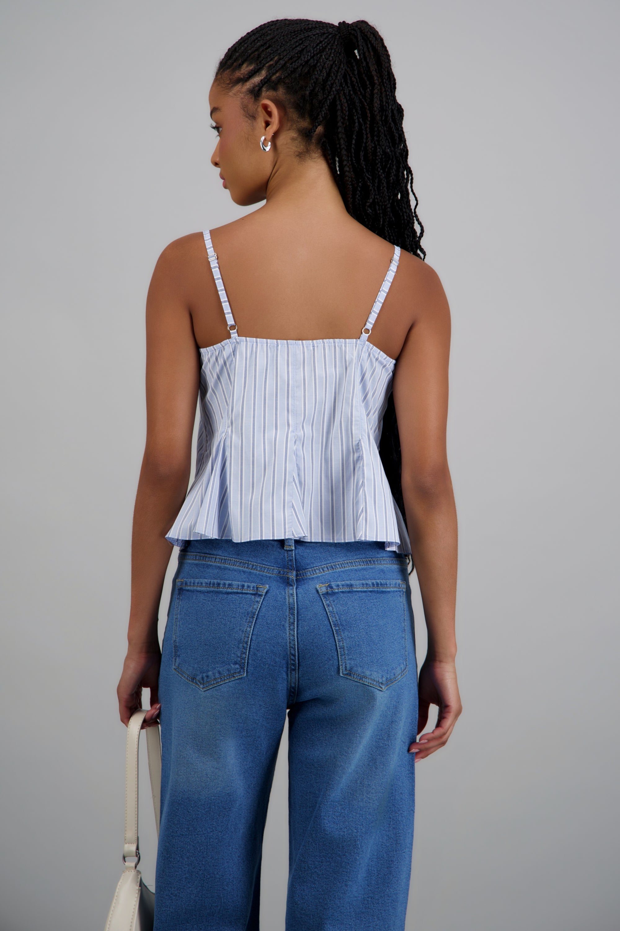Top tirantes peplum rayas AZUL COMBO