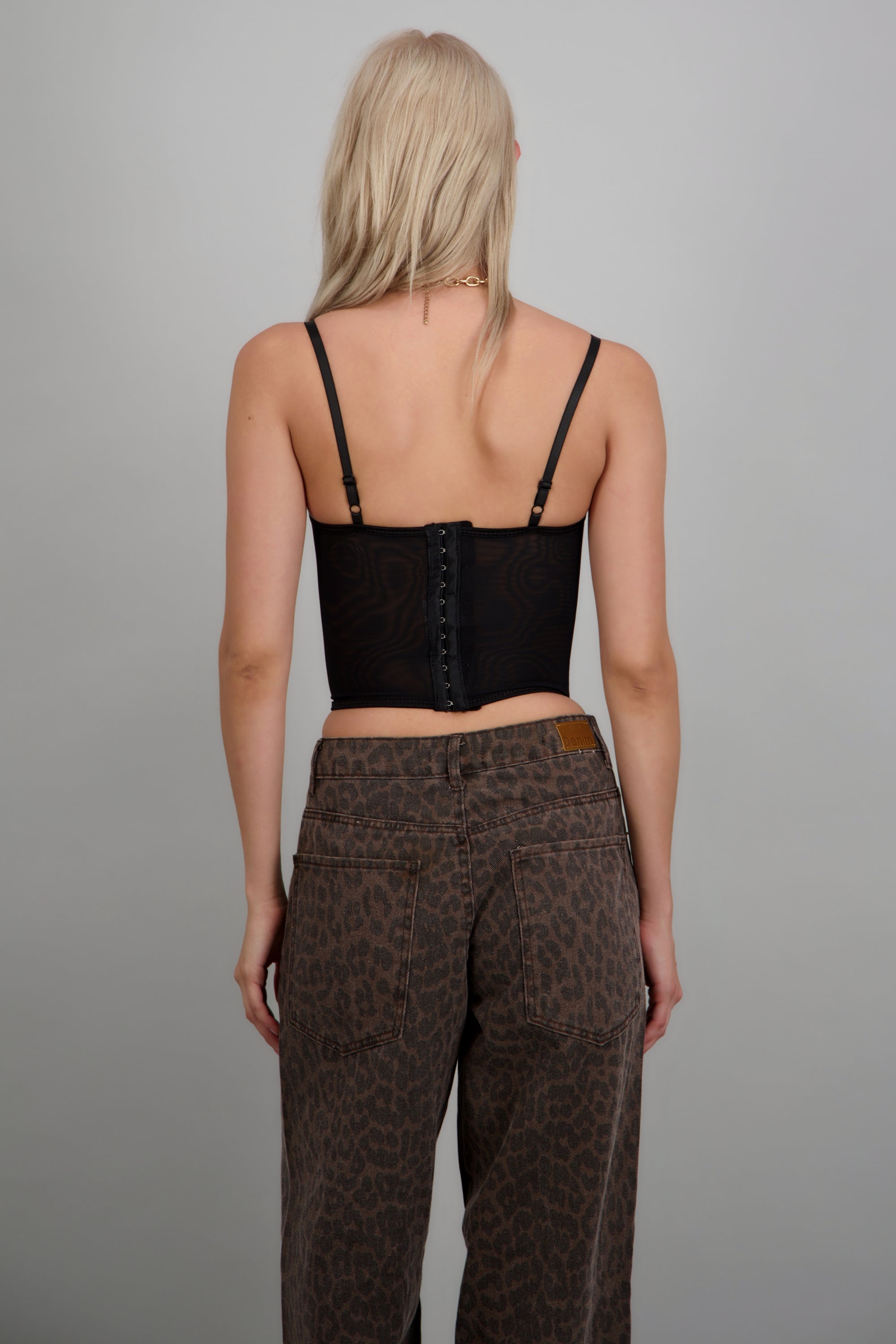 Corset de encaje con varillas NEGRO