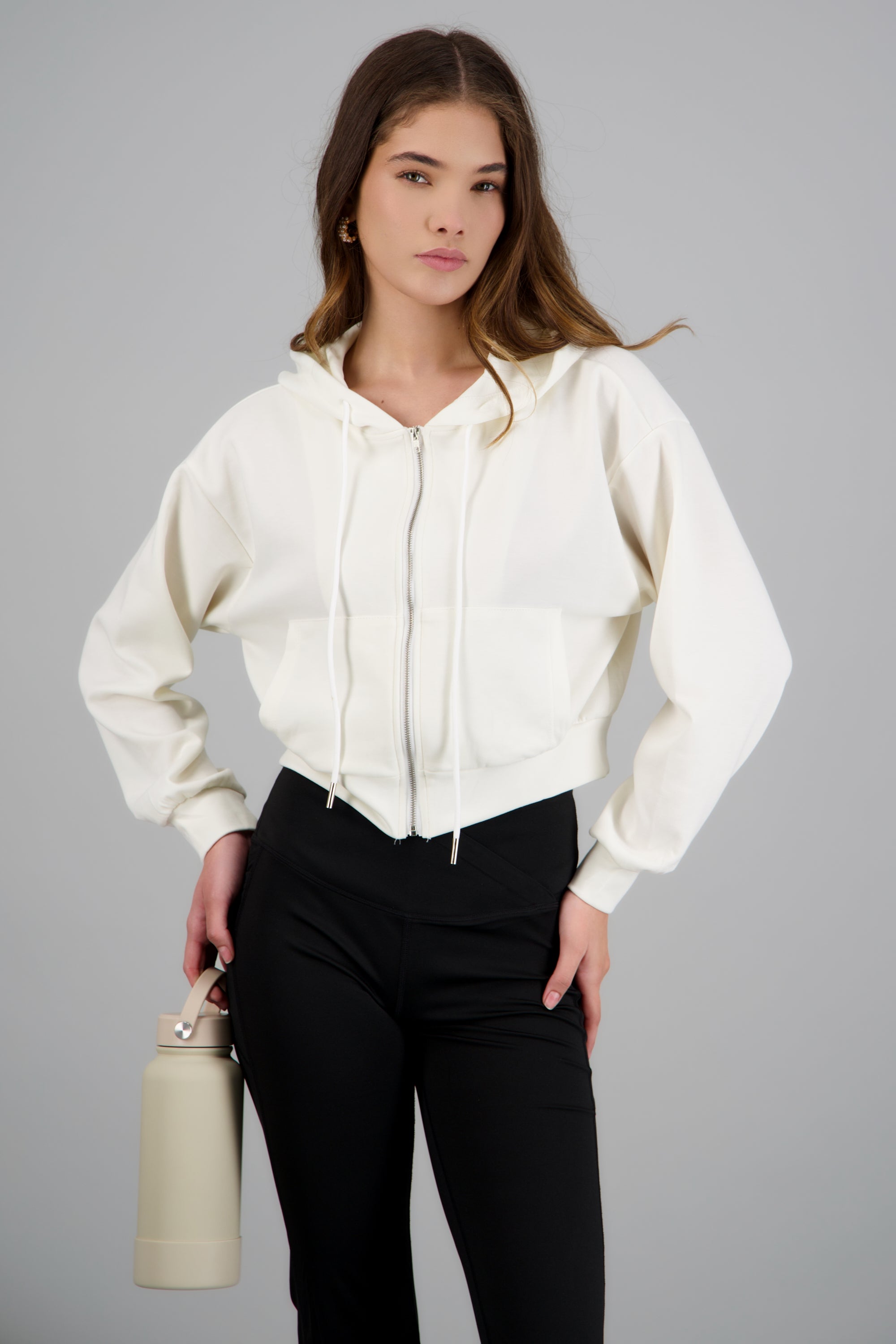Sudadera con cierre modal BLANCO