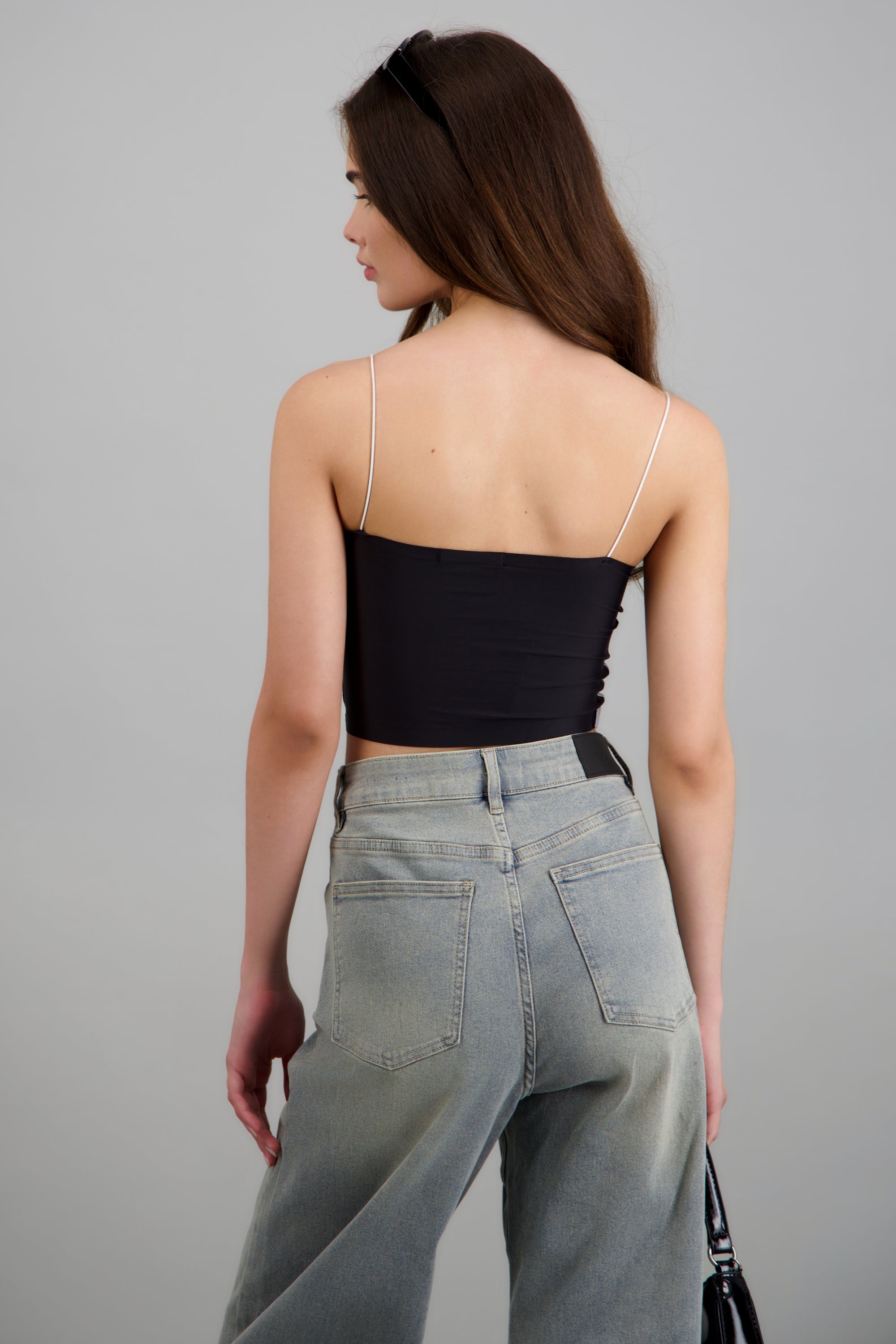 Top rayas en costado NEGRO