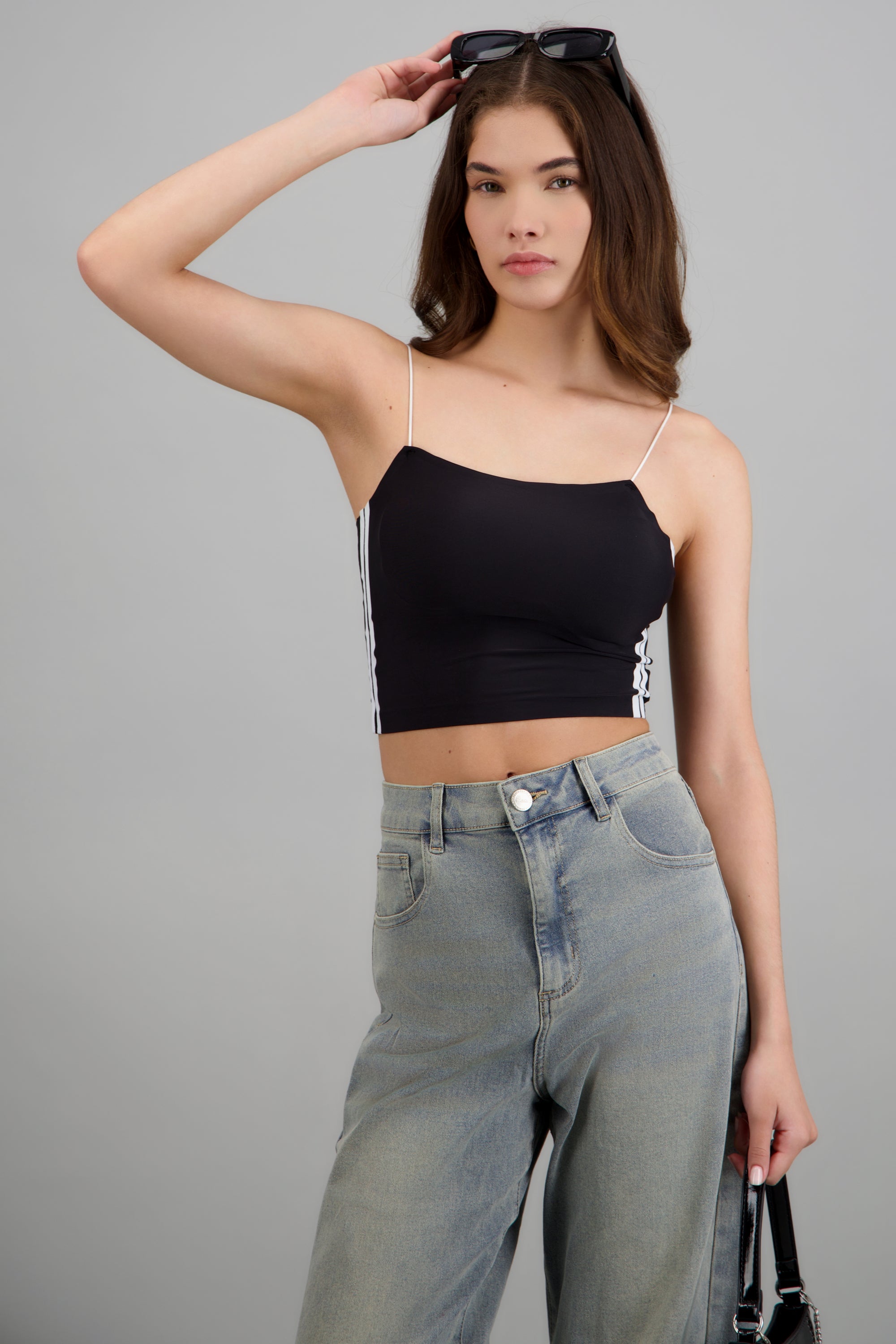 Top rayas en costado NEGRO