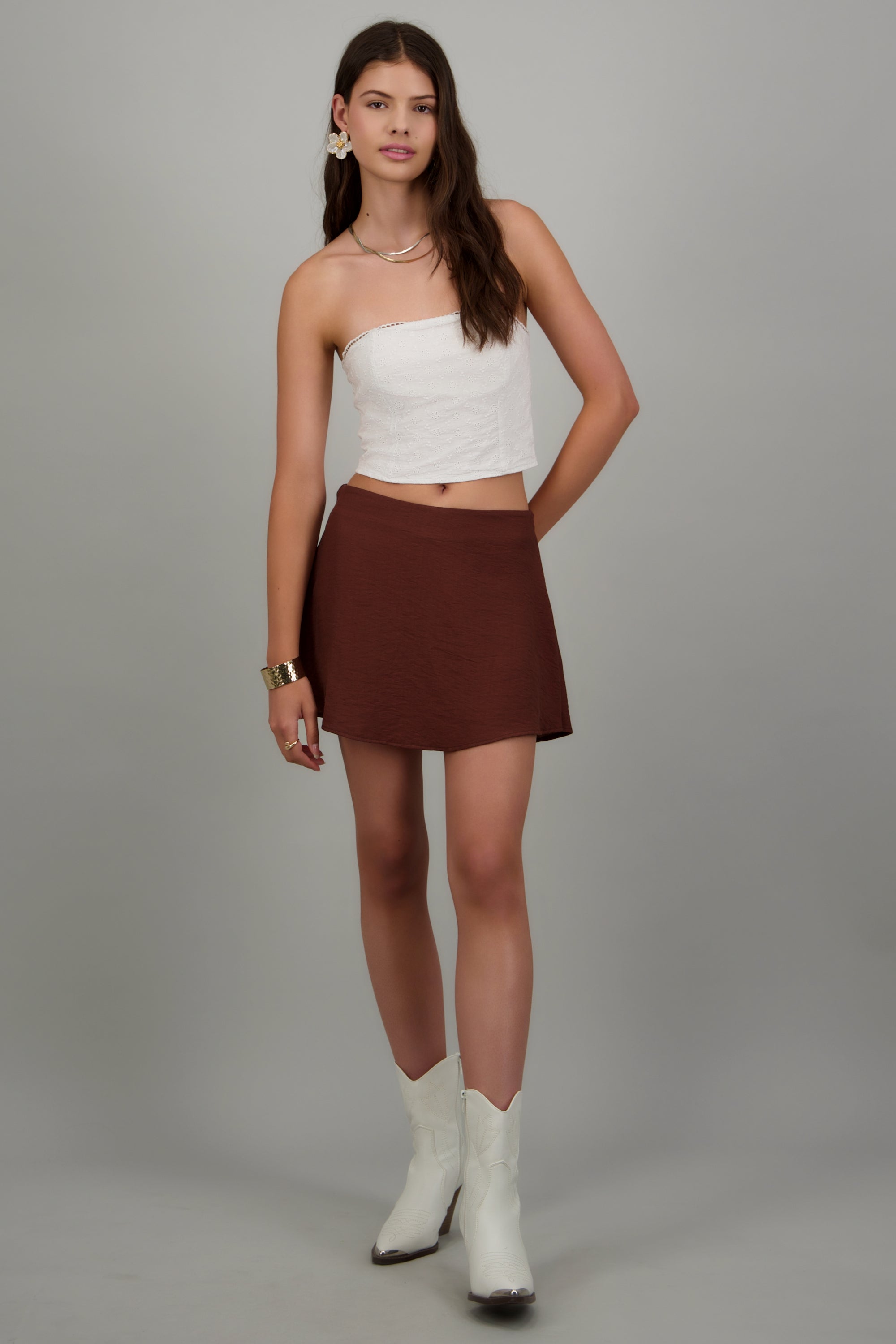 Falda mini lisa CHOCOLATE