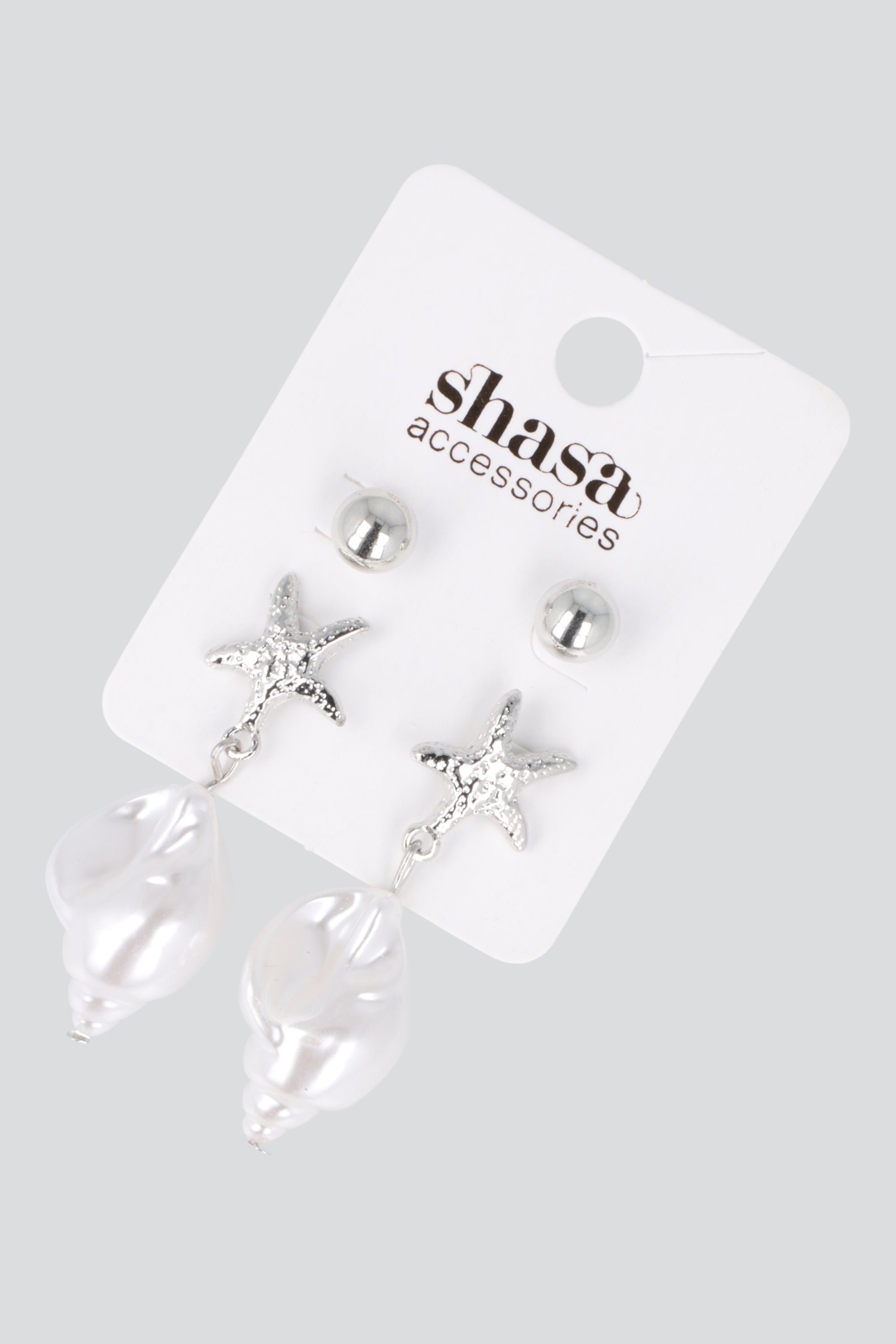 2 pares aretes estrella caracol mar PLATA
