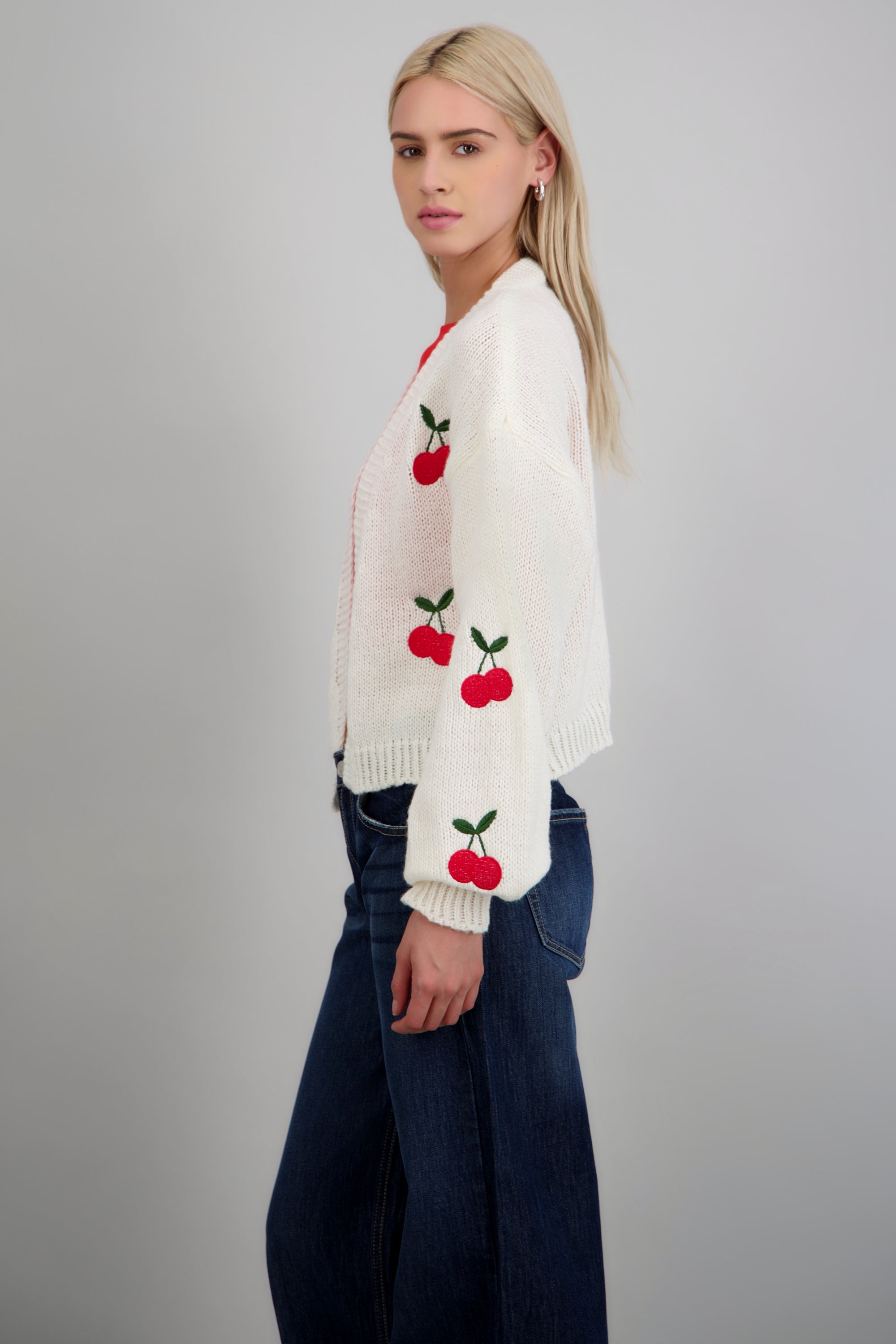 Cardigan cerezas bordadas HUESO