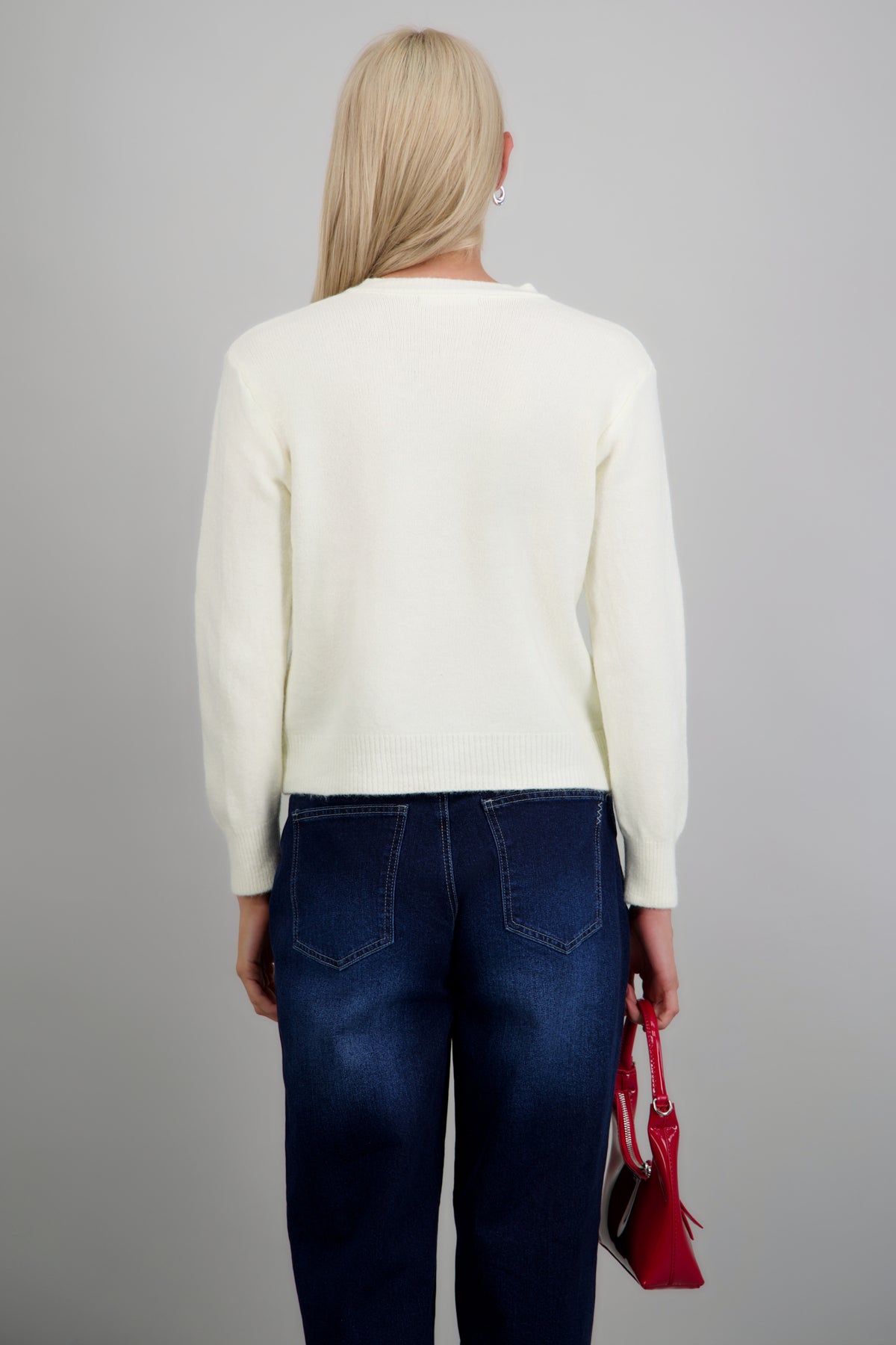 Cardigan botones corazon terciopelo HUESO