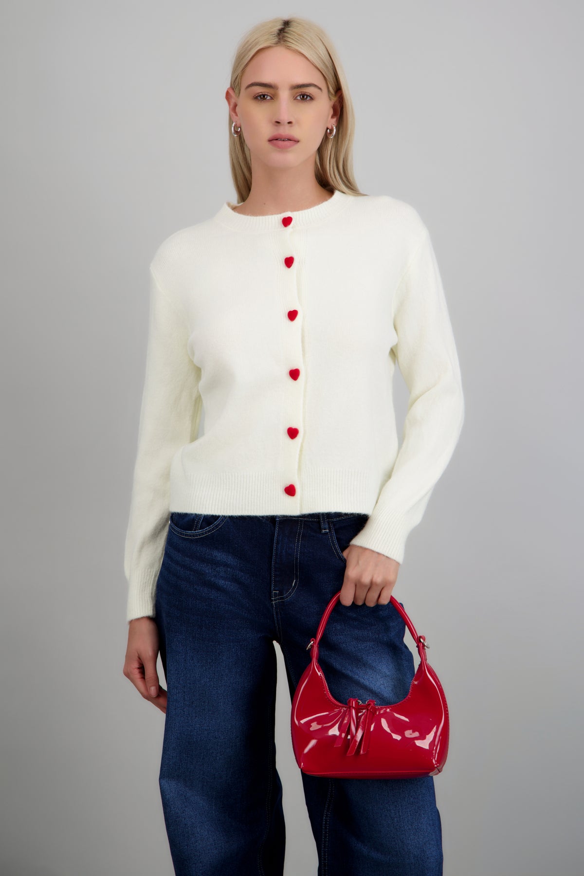Cardigan botones corazon terciopelo HUESO