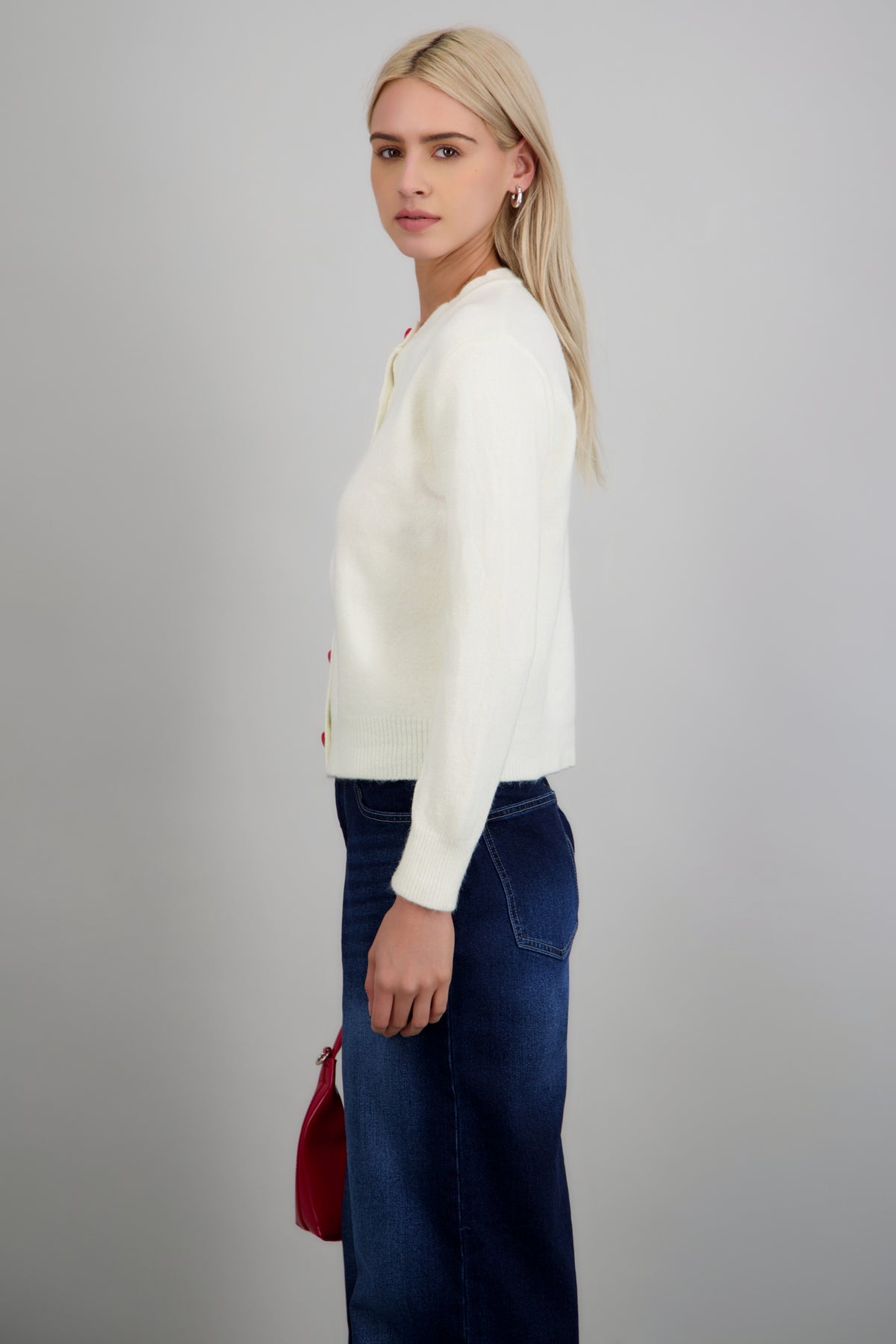 Cardigan botones corazon terciopelo HUESO