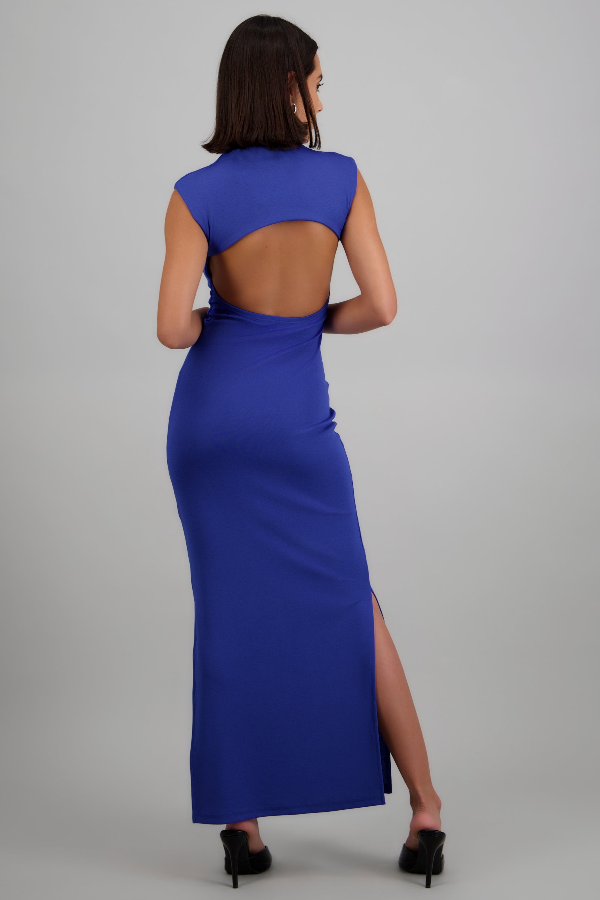 Vestido rib escote espalda AZUL