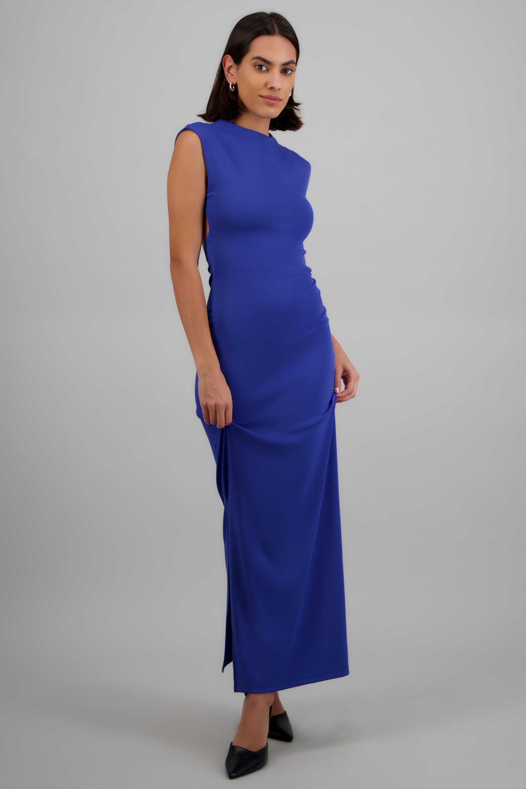 Vestido rib escote espalda AZUL