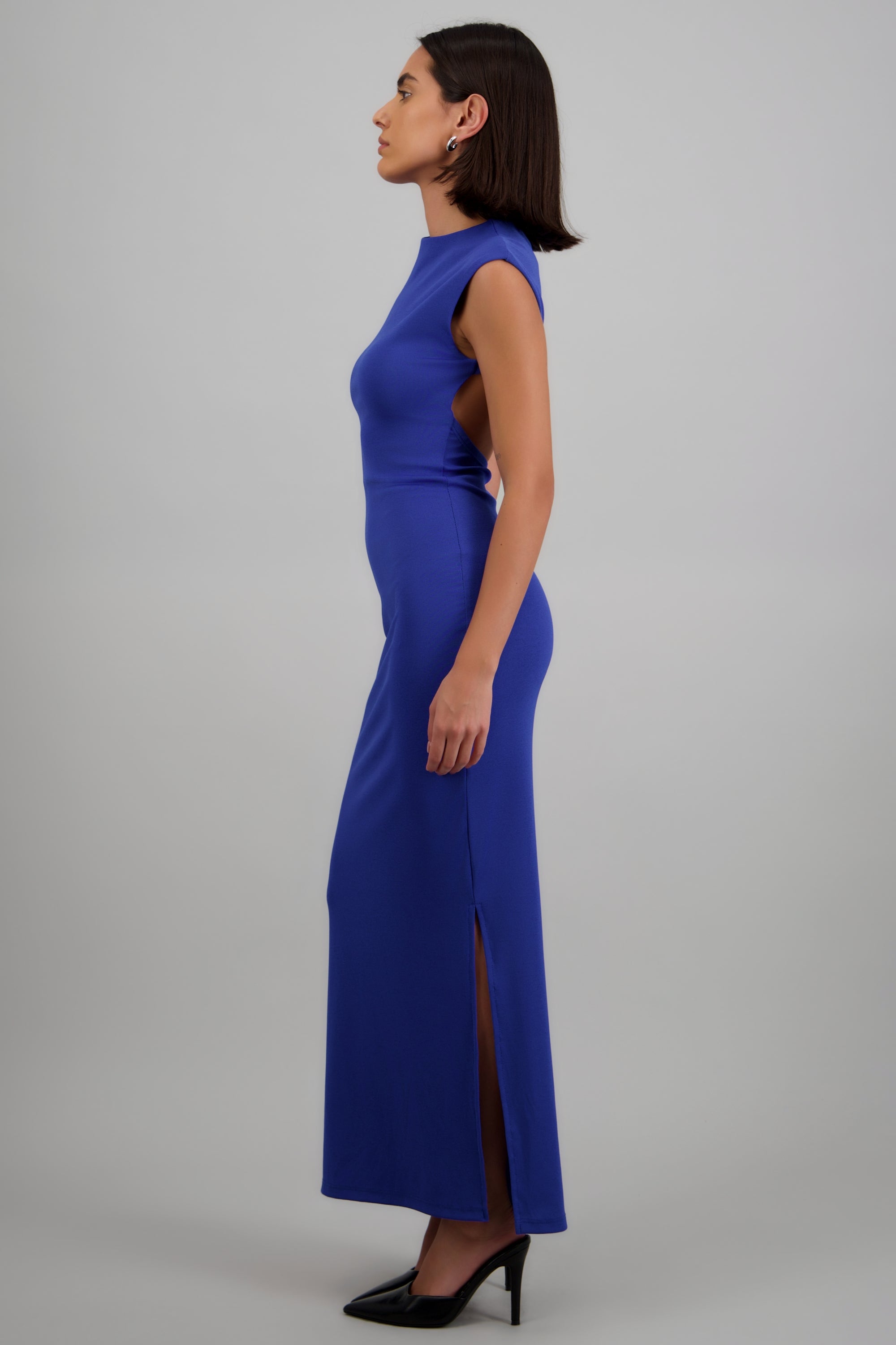 Vestido rib escote espalda AZUL