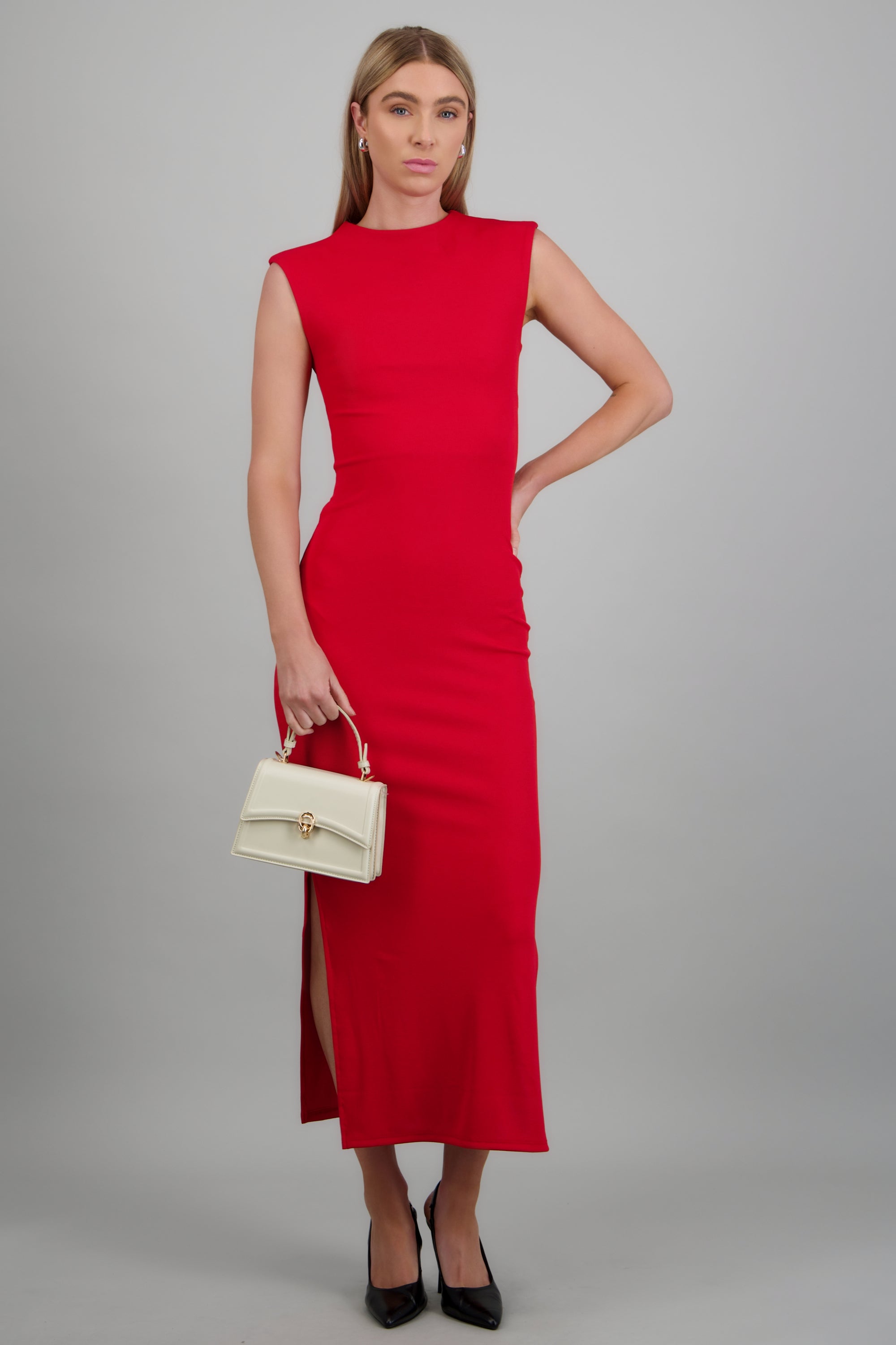 Vestido rib escote espalda ROJO