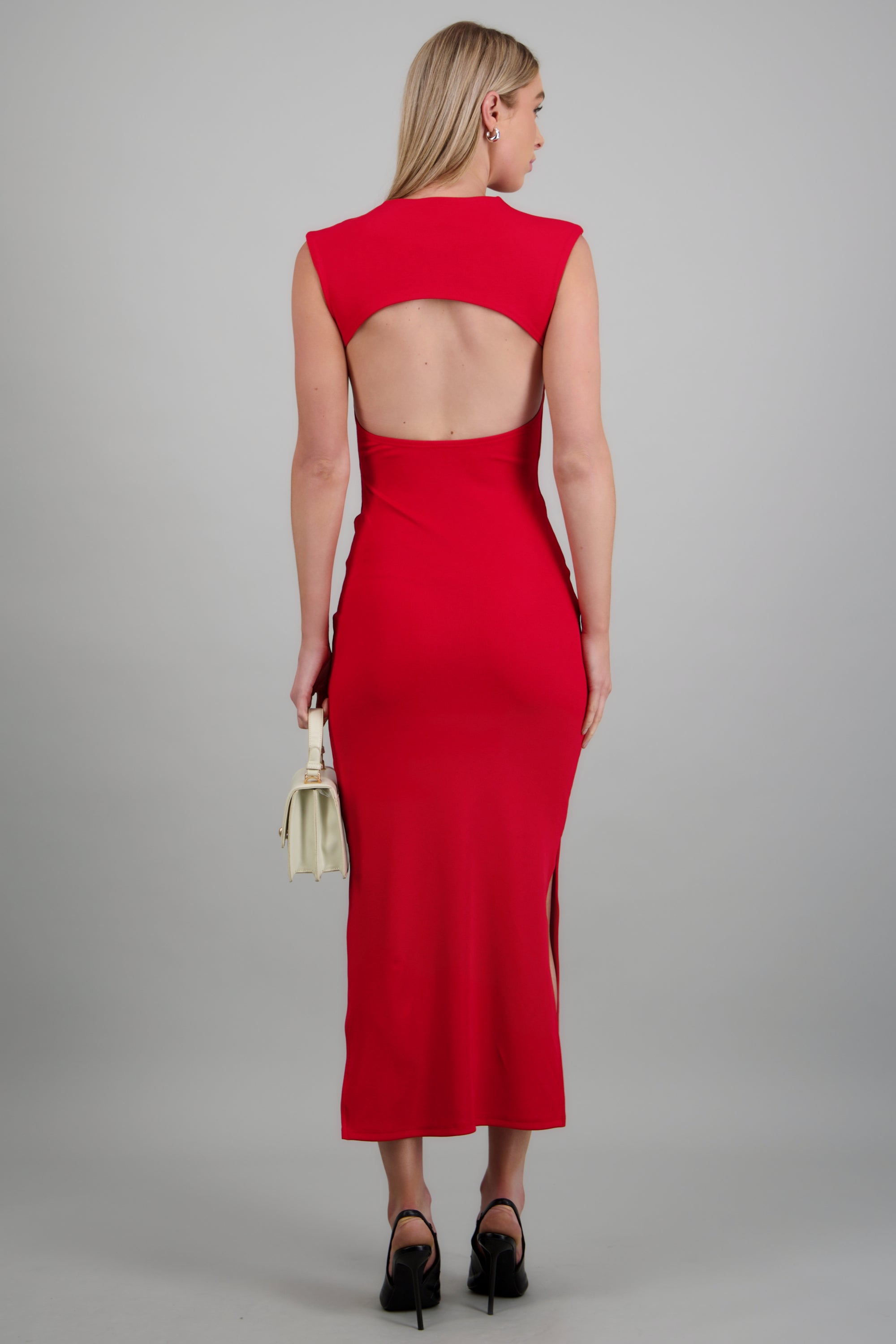 Vestido rib escote espalda ROJO