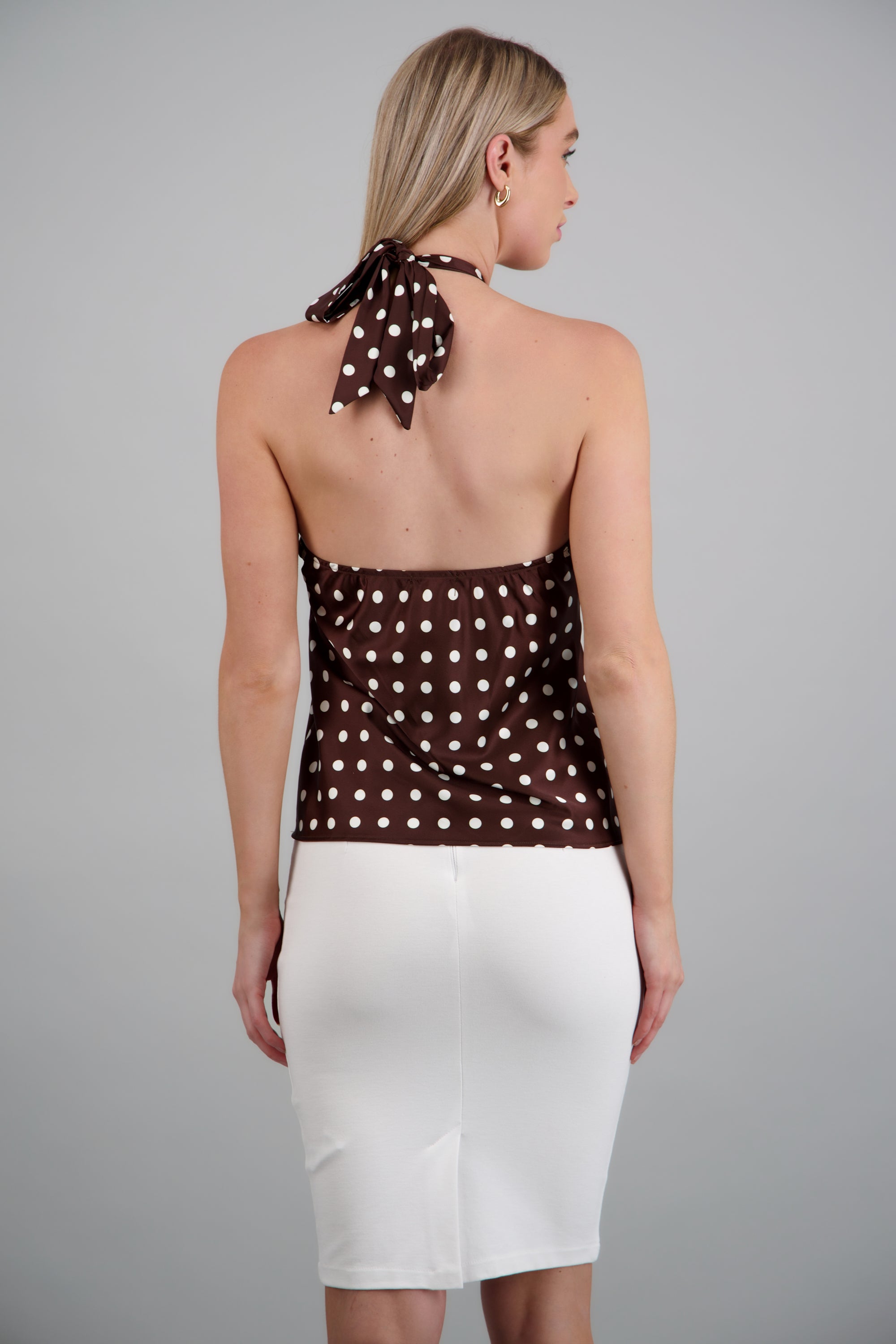 top halter estampado polka dots CHOCOLATE