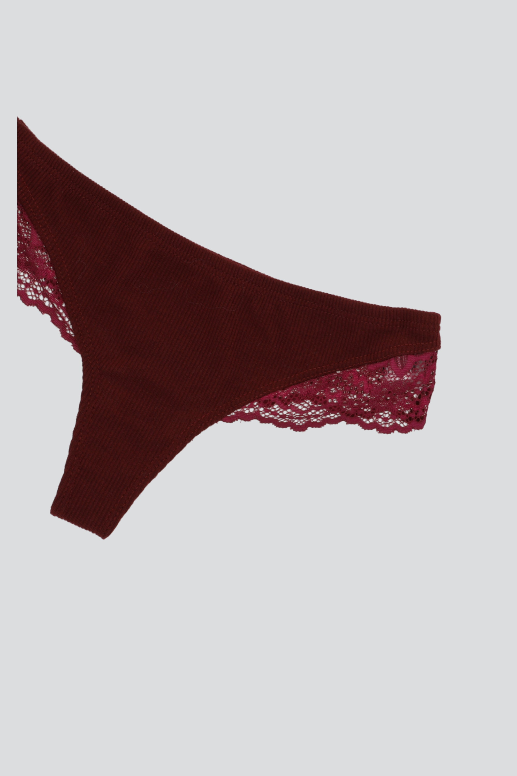 Tanga rib con encaje lateral CIRUELA