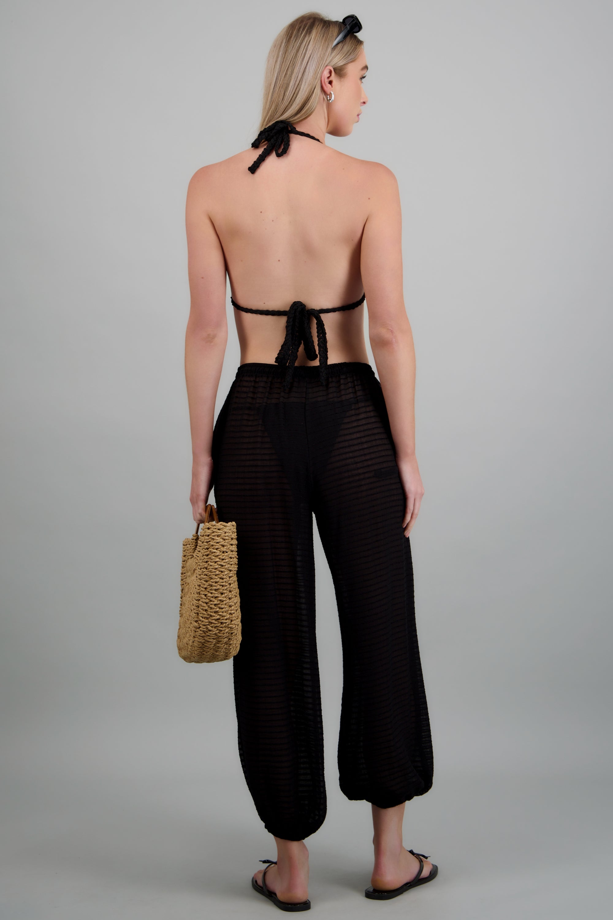 Pantalon globo ligero lineas NEGRO