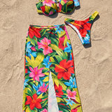 Salida maxi estampado tropical abertura