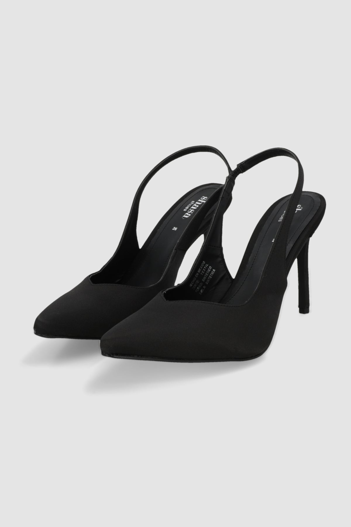Tacon puntal slingback satin NEGRO
