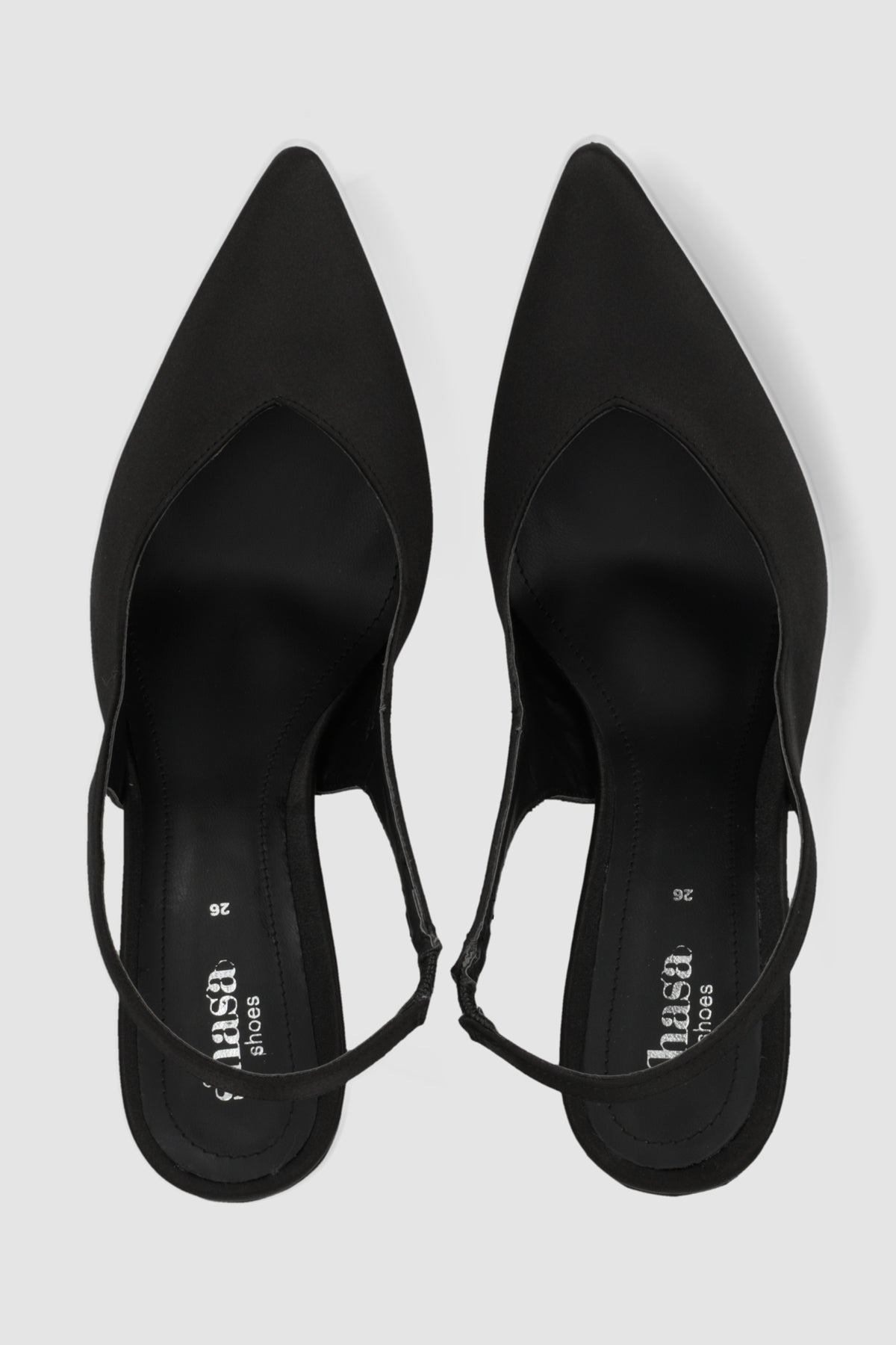 Tacon puntal slingback satin NEGRO