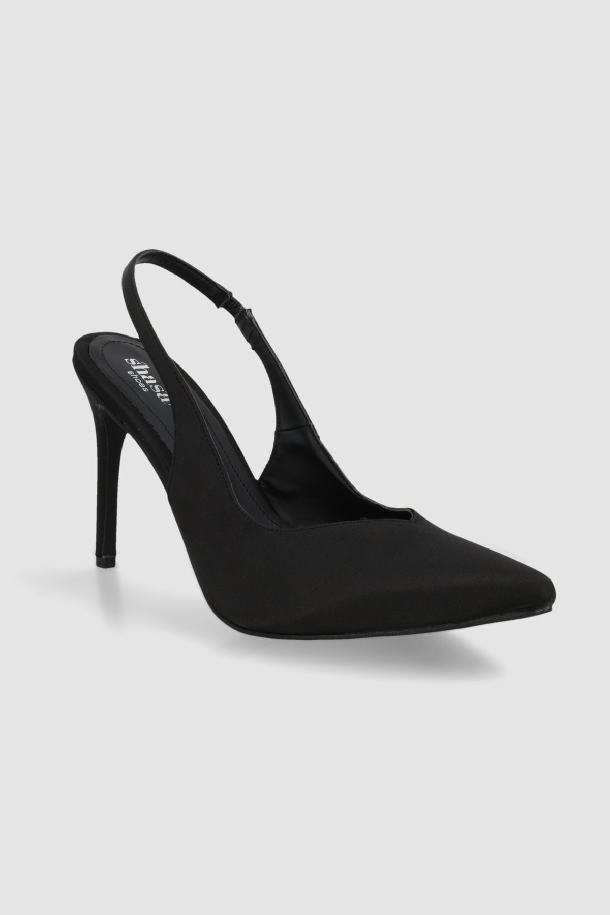 Tacon puntal slingback satin NEGRO