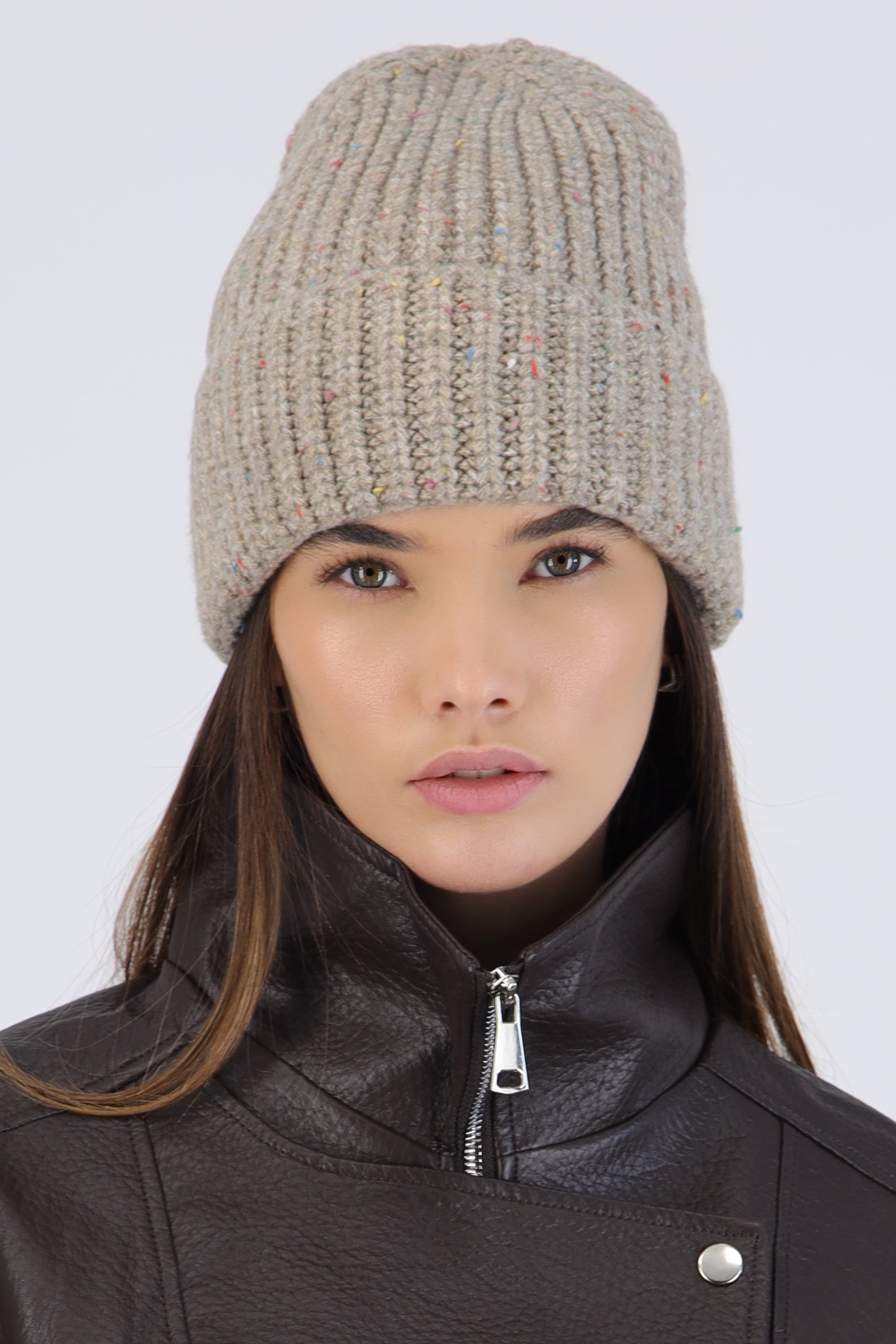 Beanie tejido jaspeado