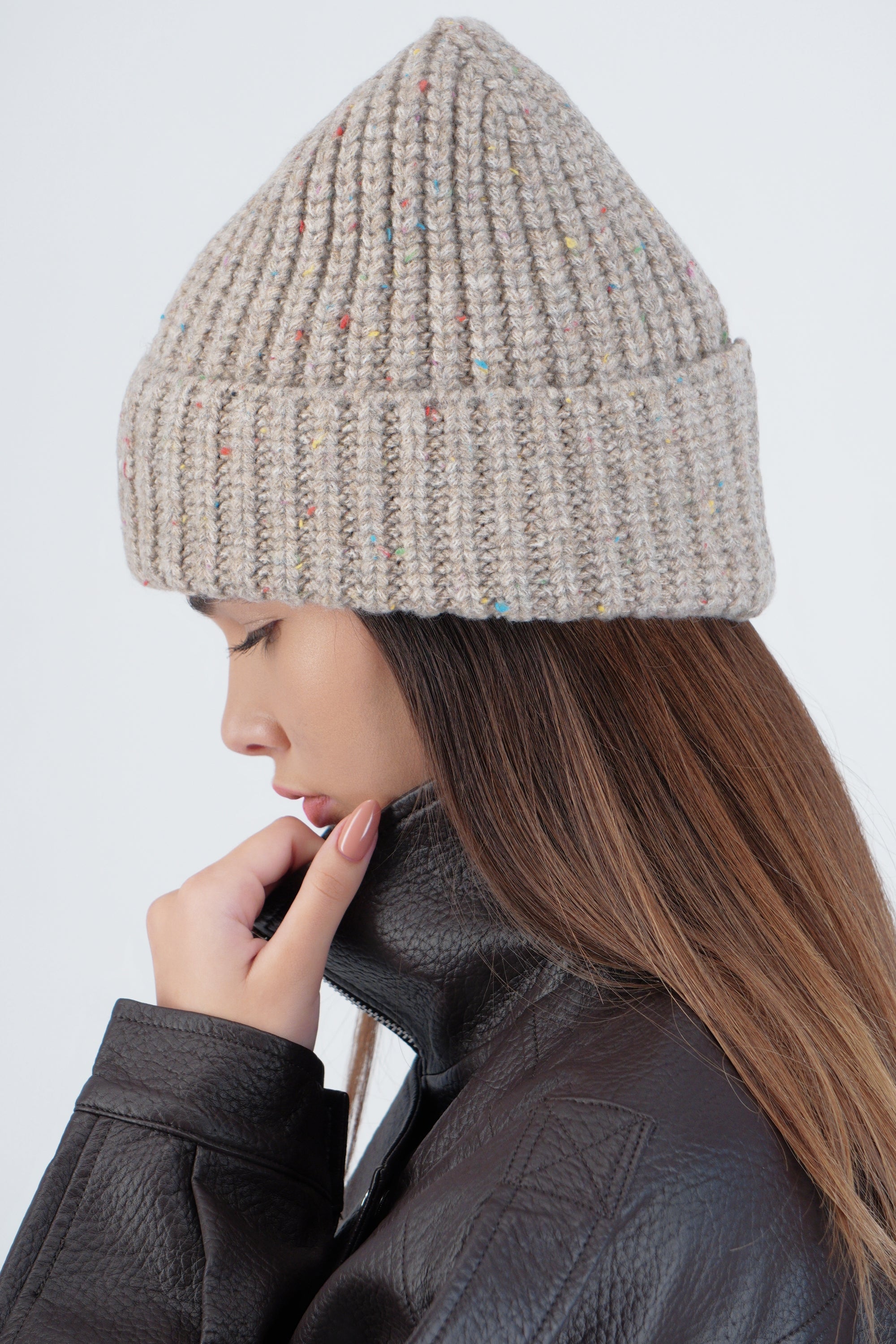 Beanie tejido jaspeado