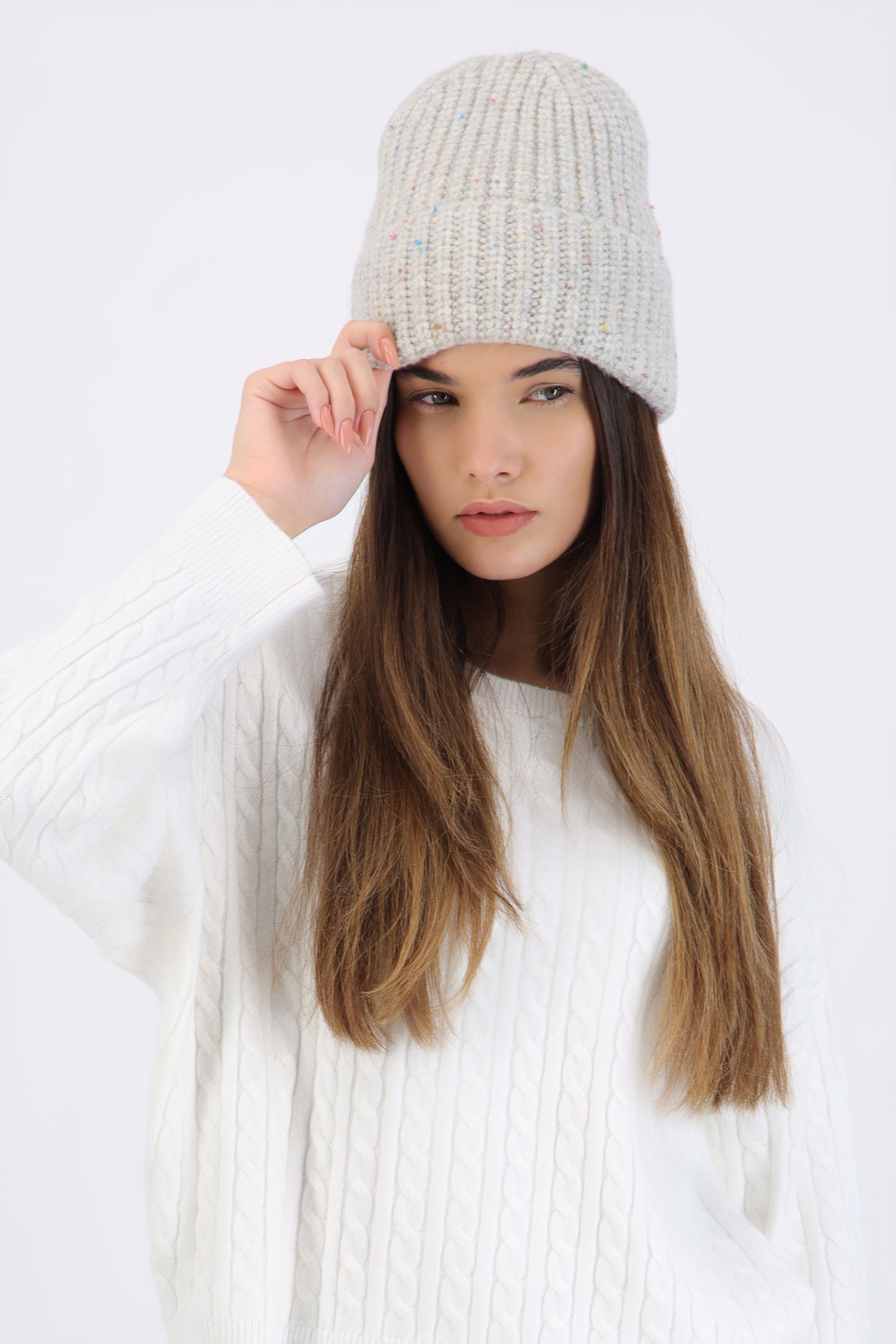 Beanie tejido jaspeado