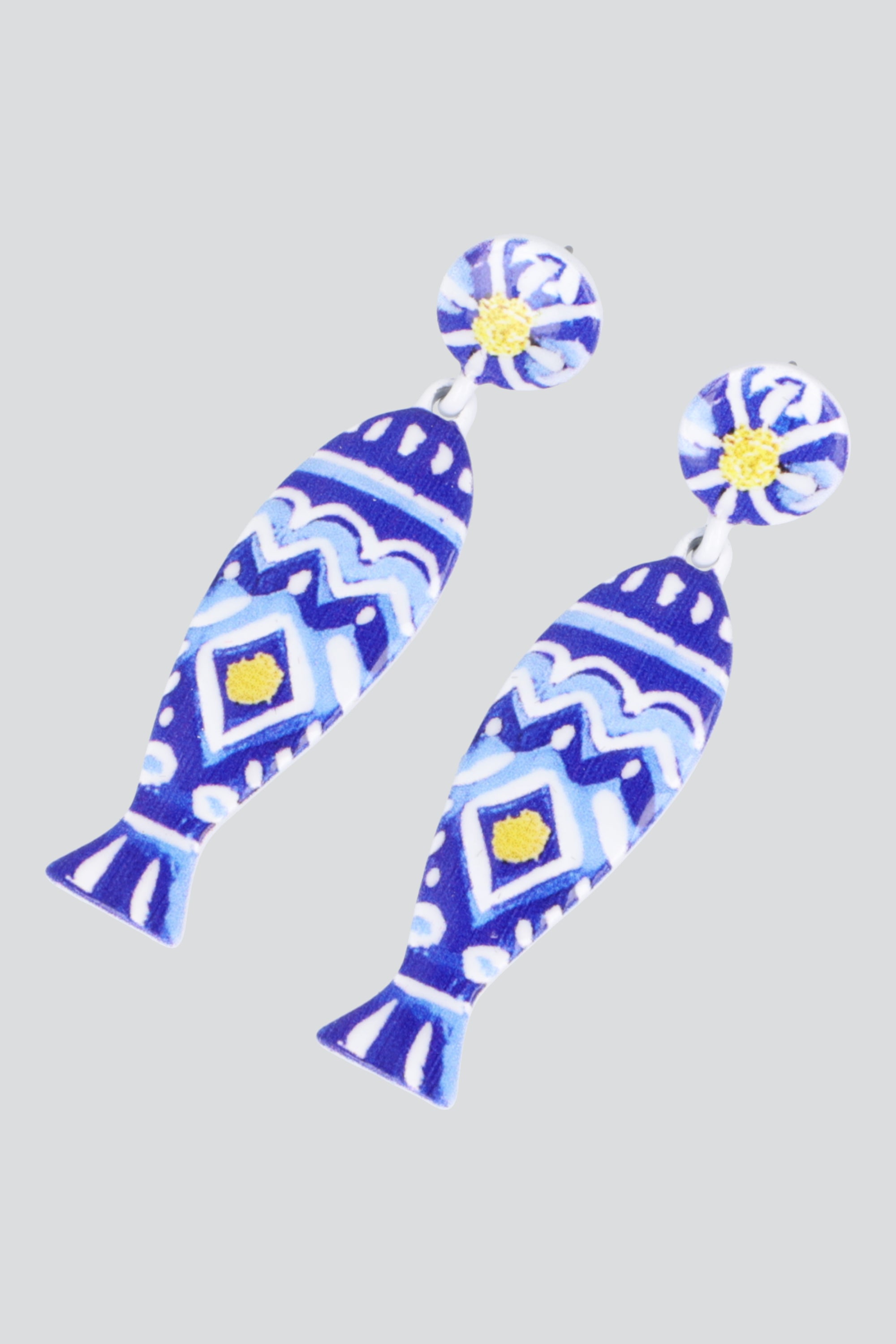ARETES PECES ESMALTADOS DIBUJO AZUL