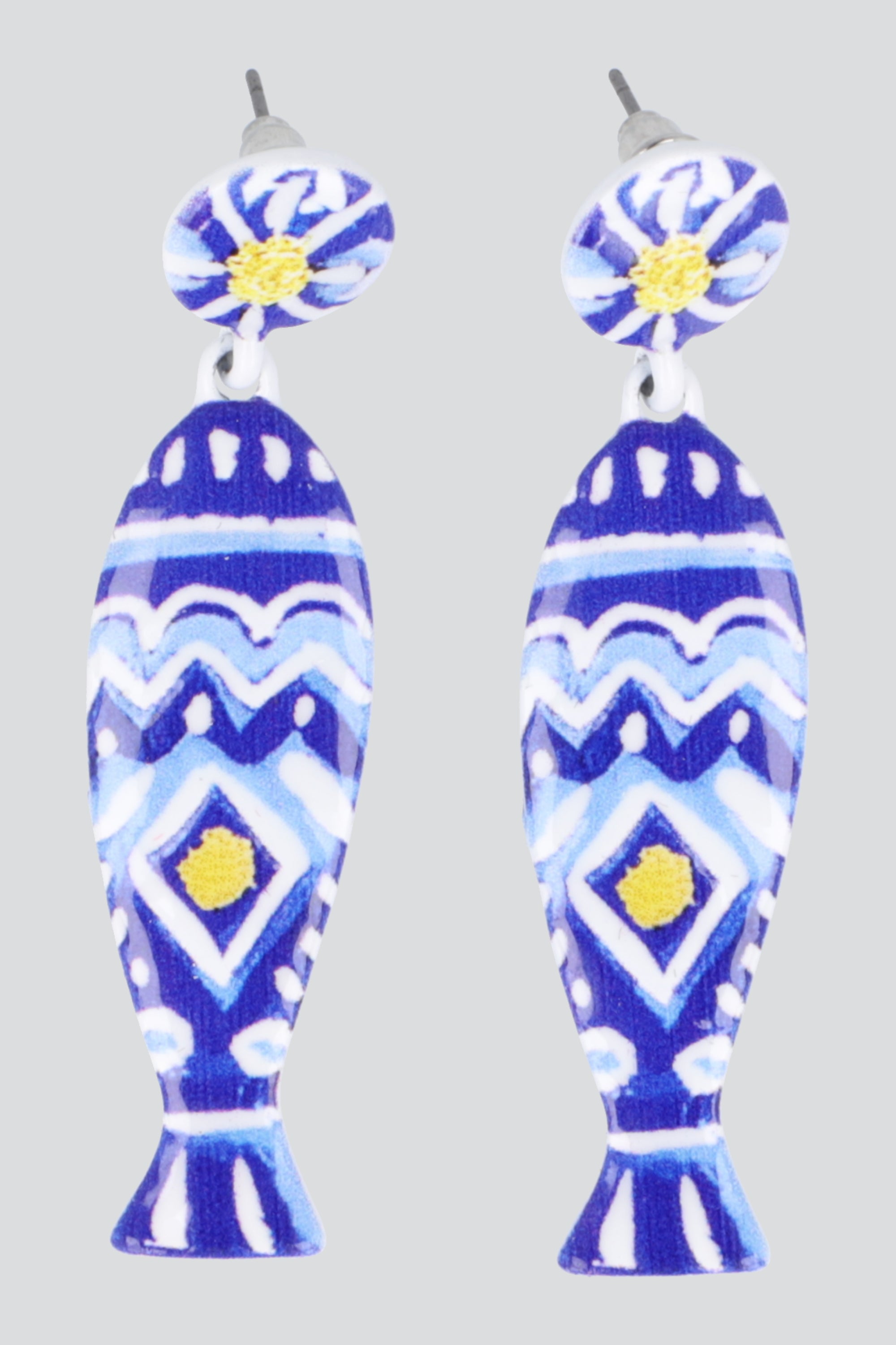 ARETES PECES ESMALTADOS DIBUJO AZUL