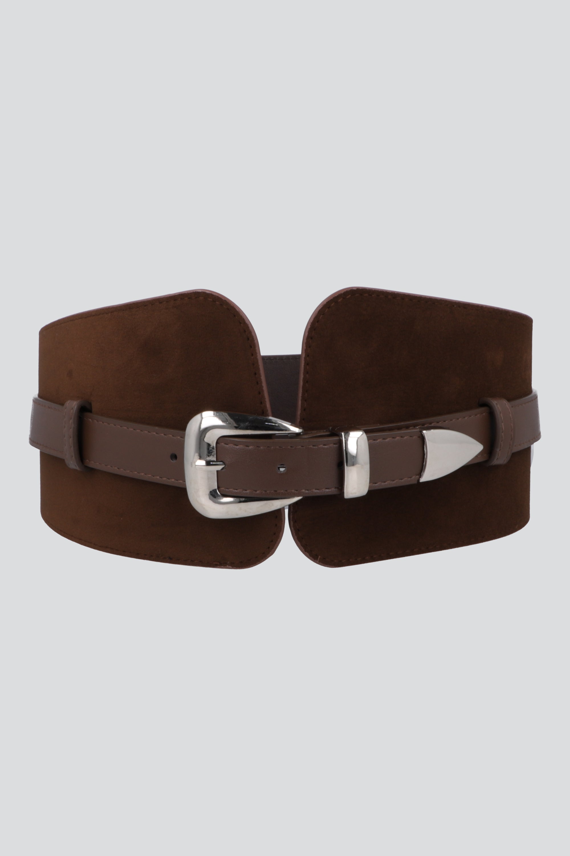Cinturón delgado base ancha suede CHOCOLATE