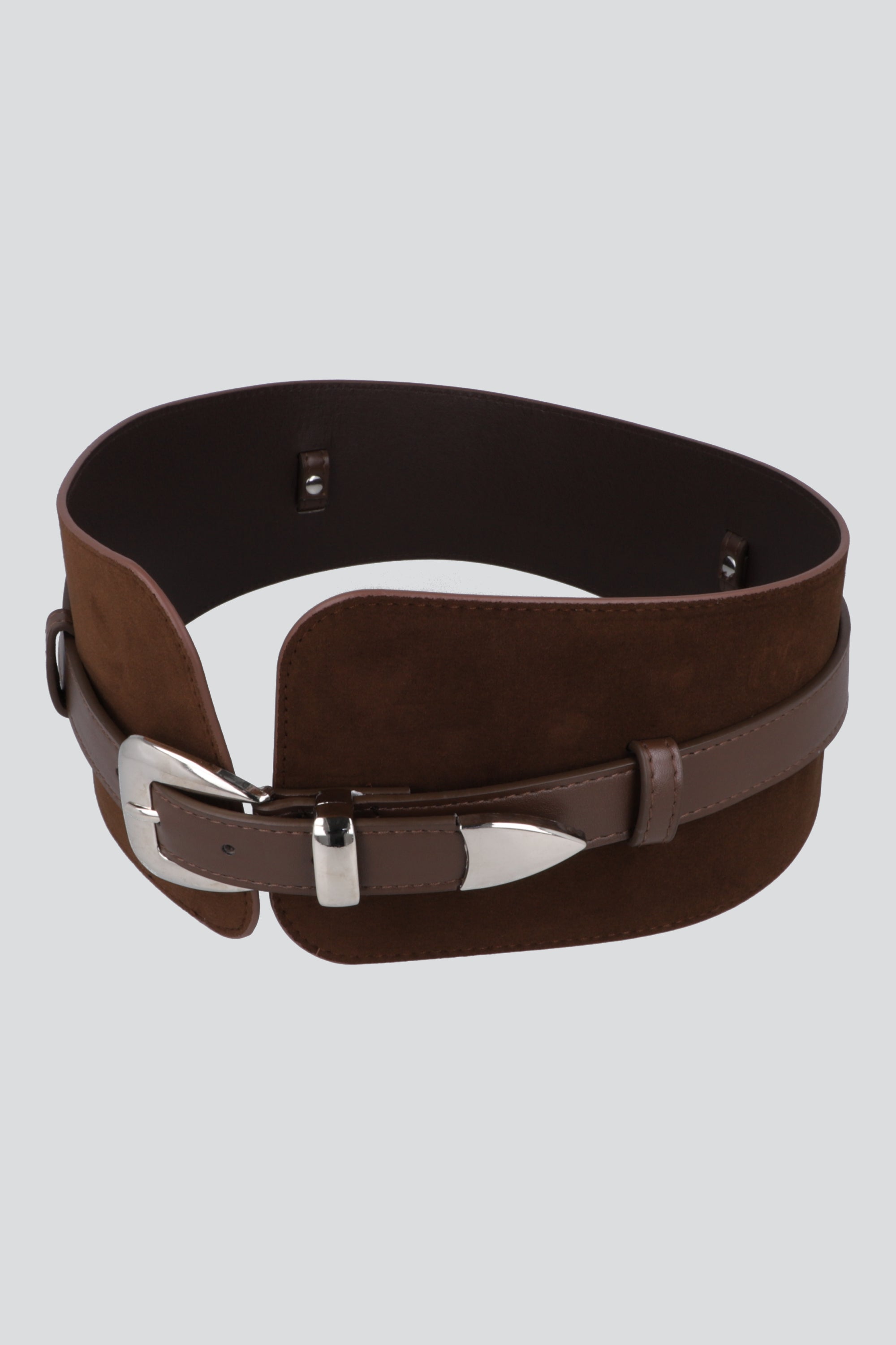 Cinturón delgado base ancha suede CHOCOLATE