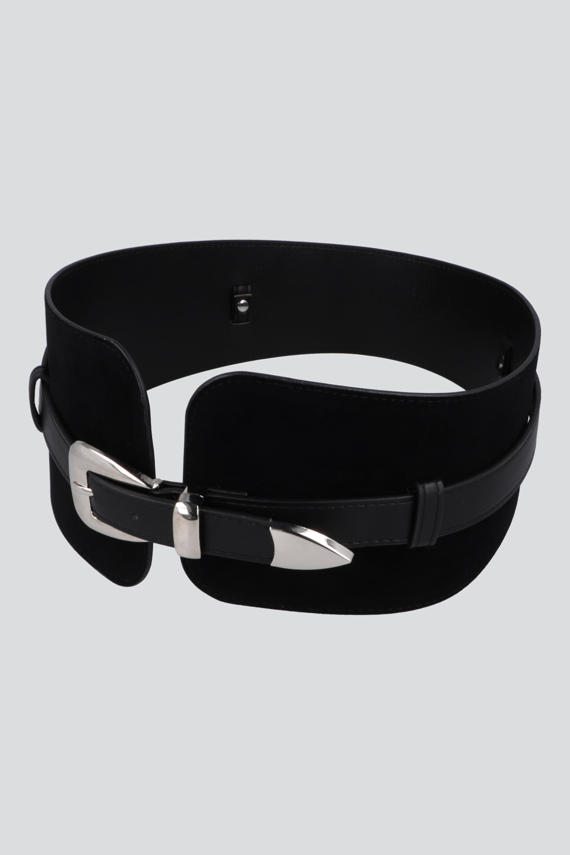Cinturón delgado base ancha suede NEGRO