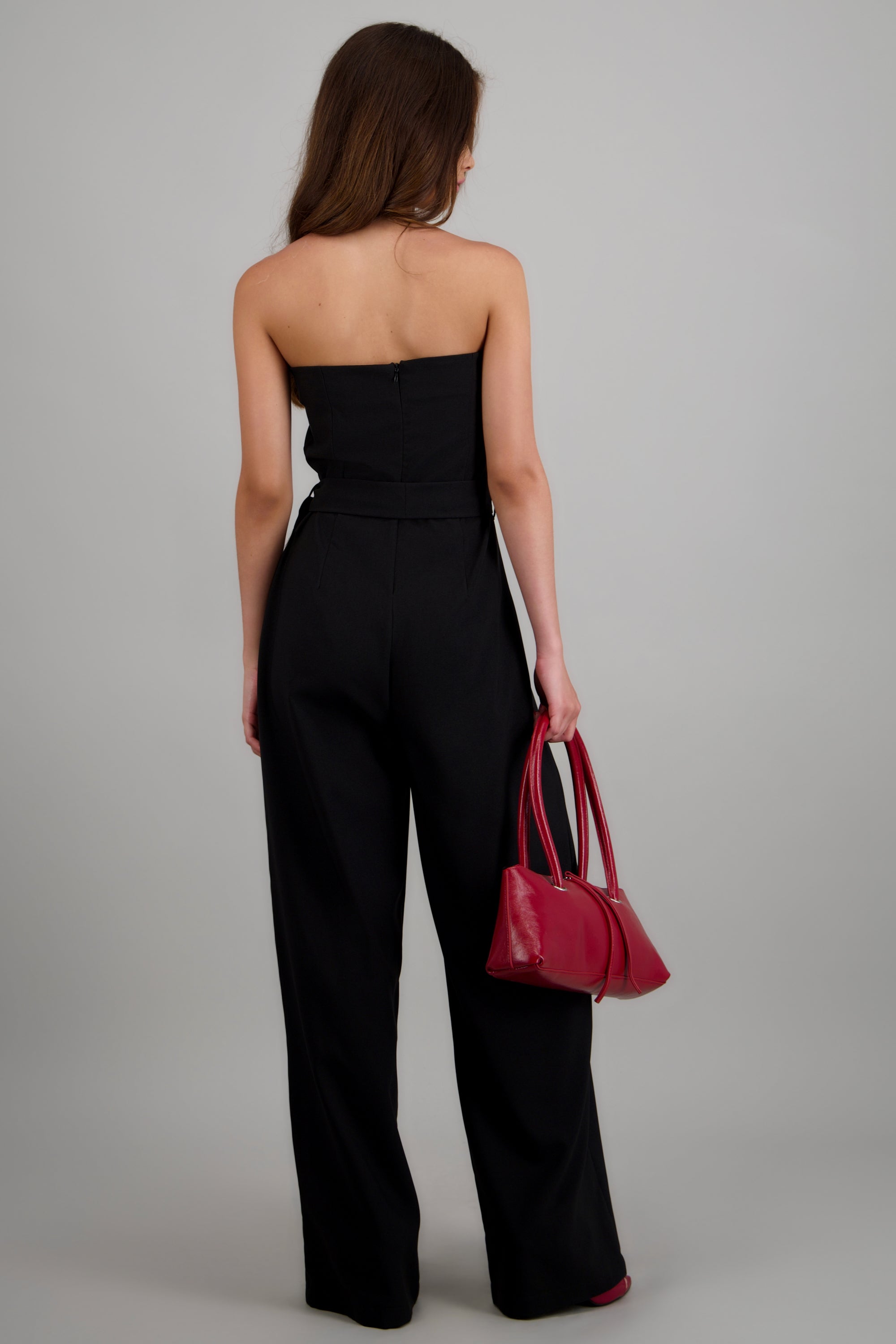 Jumpsuit strapless detalle cinturon NEGRO