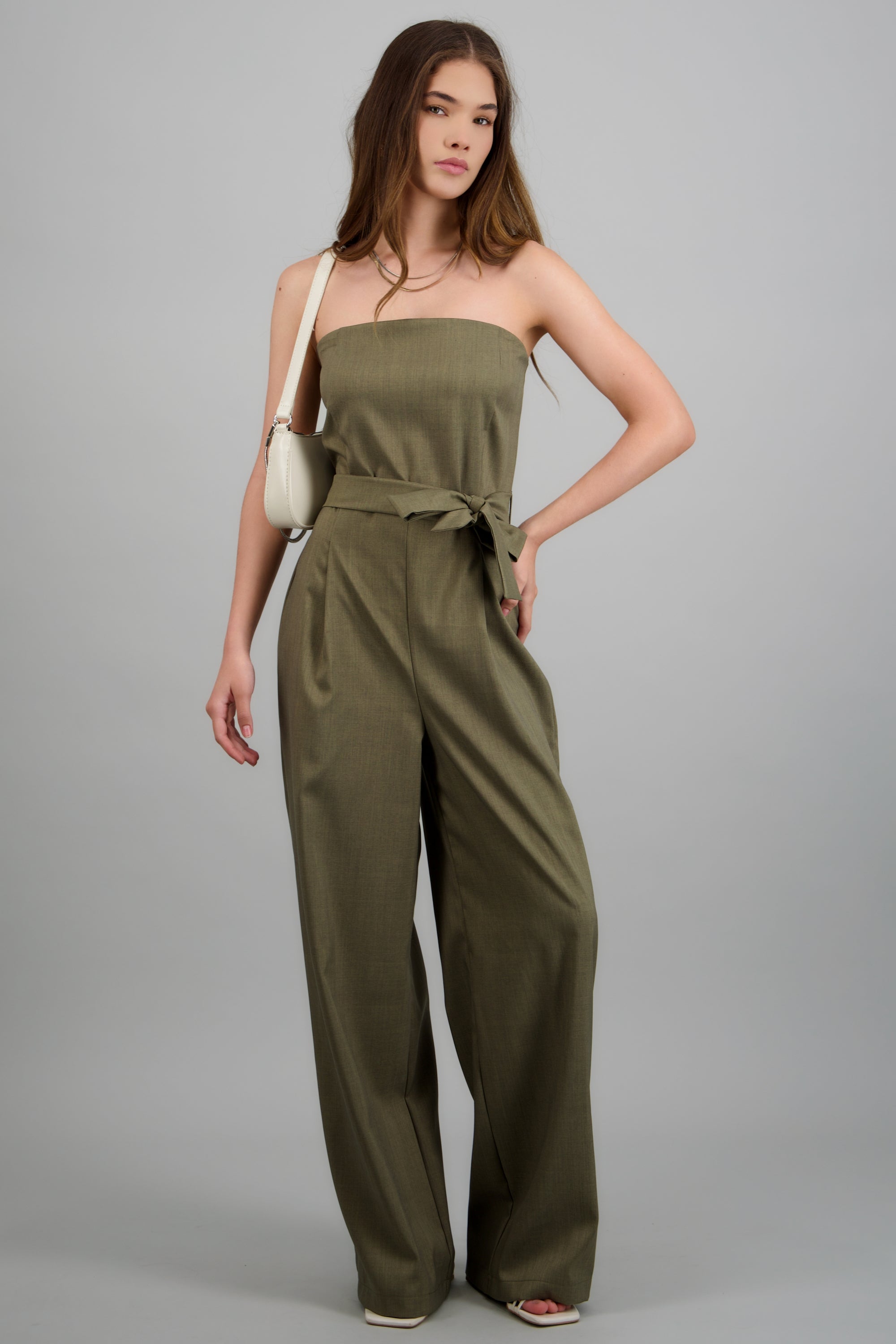 Jumpsuit strapless detalle cinturon OLIVO