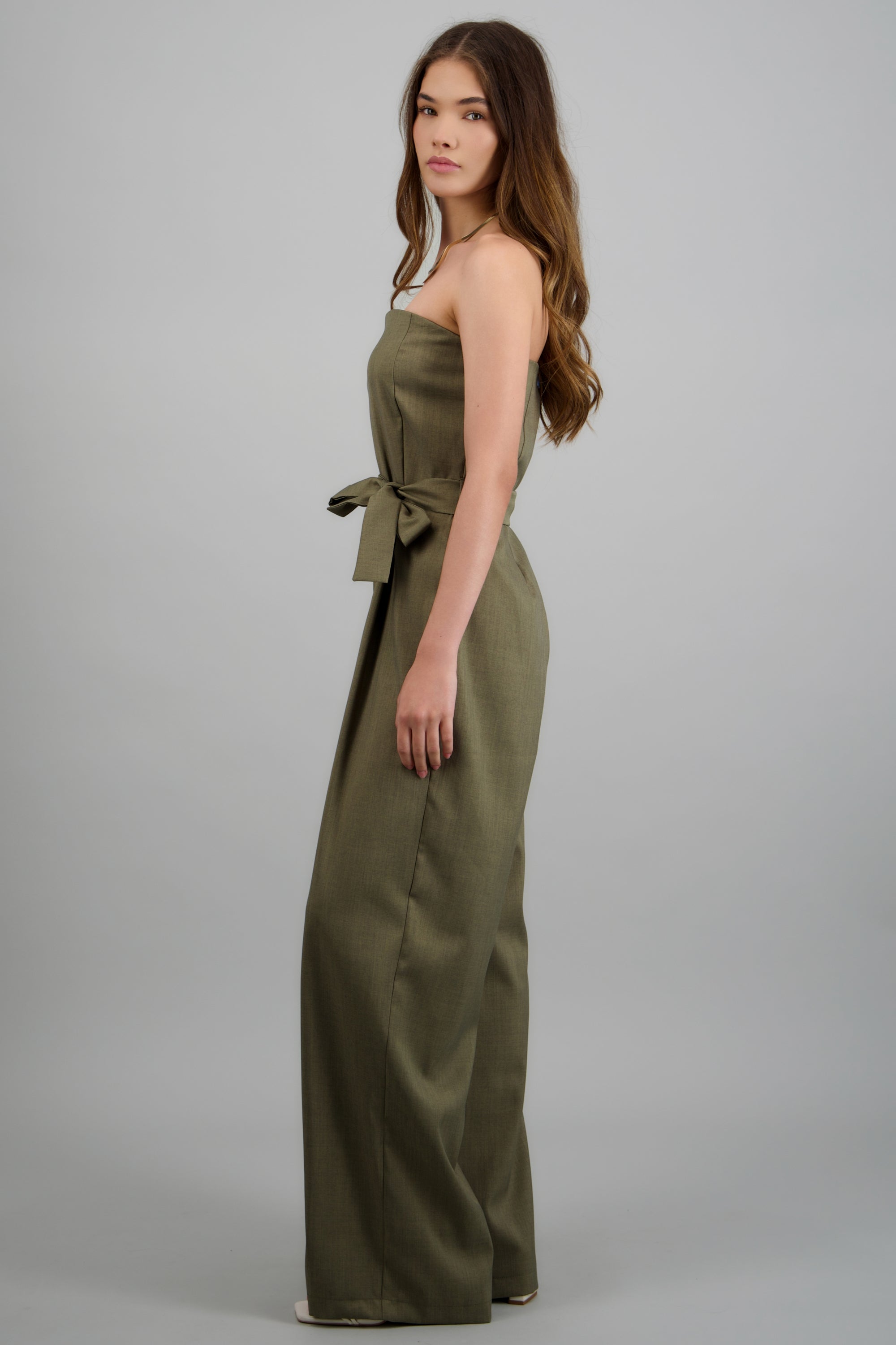 Jumpsuit strapless detalle cinturon OLIVO