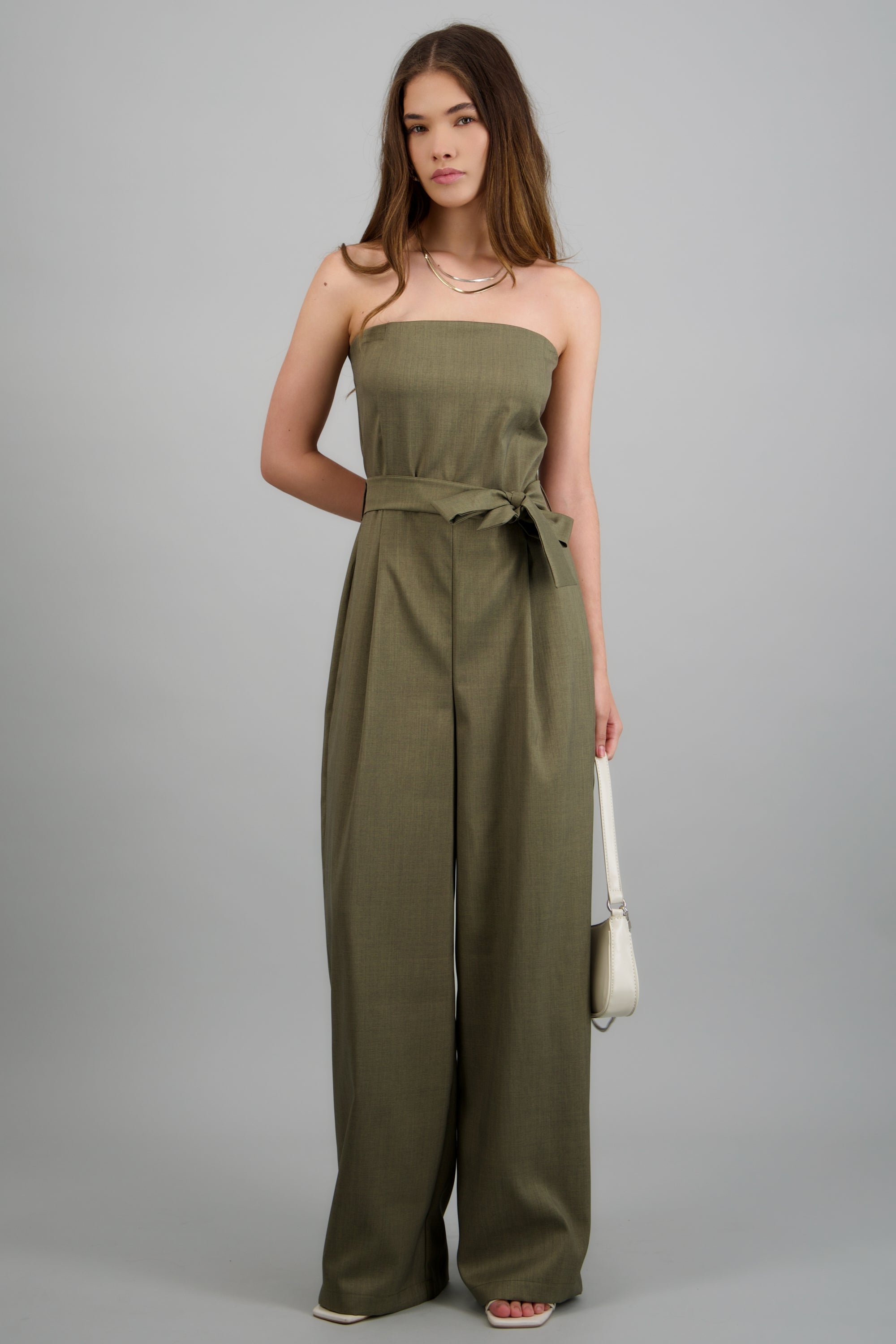 Jumpsuit strapless detalle cinturon OLIVO