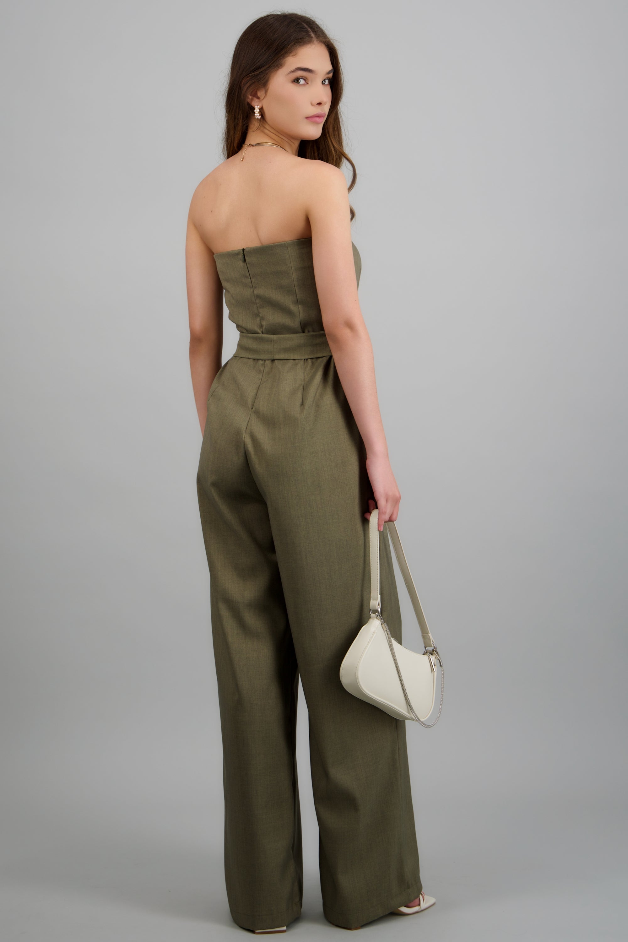 Jumpsuit strapless detalle cinturon OLIVO