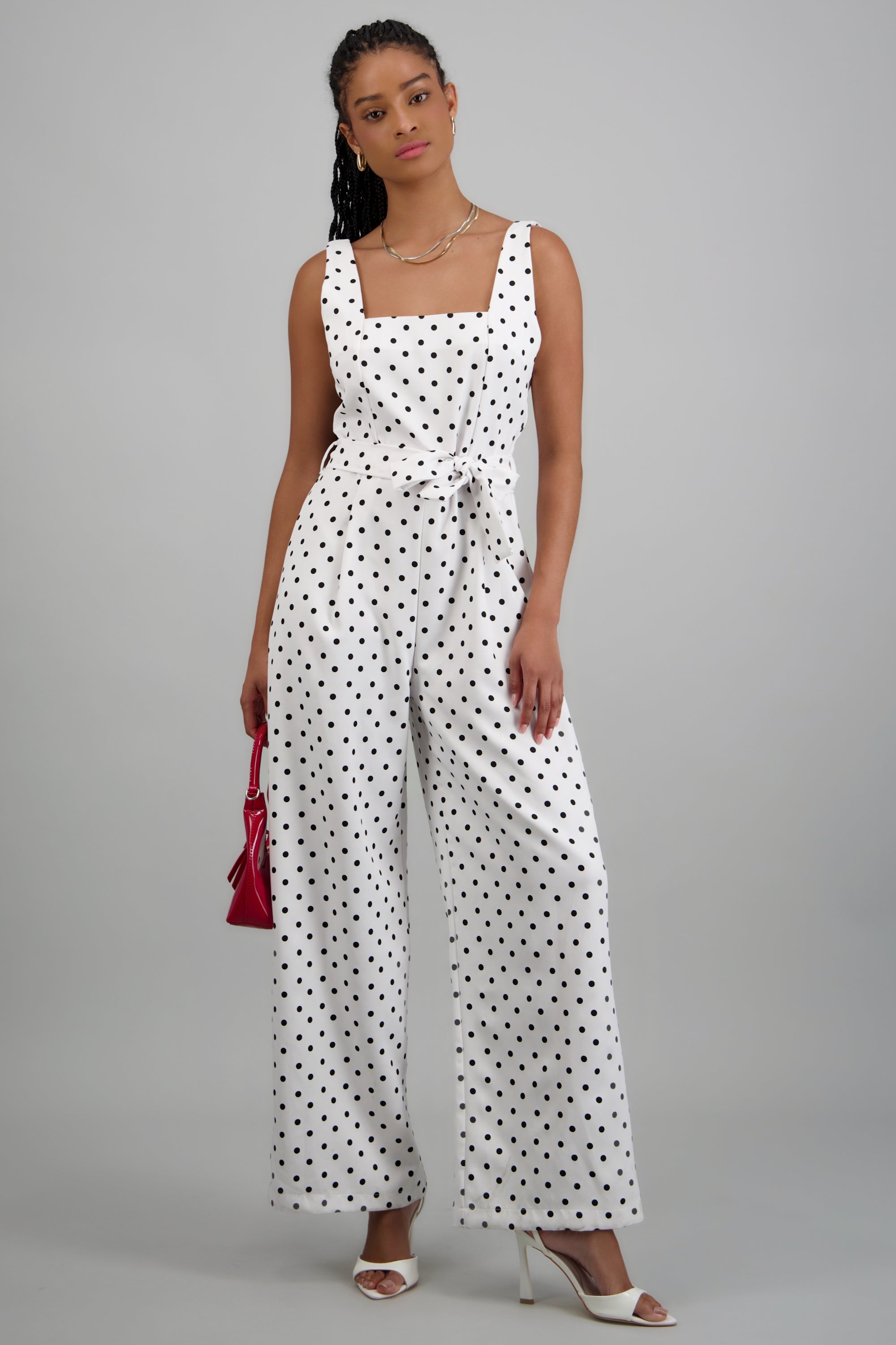 Jumpsuit tirantes polka dots BLANCO COMBO