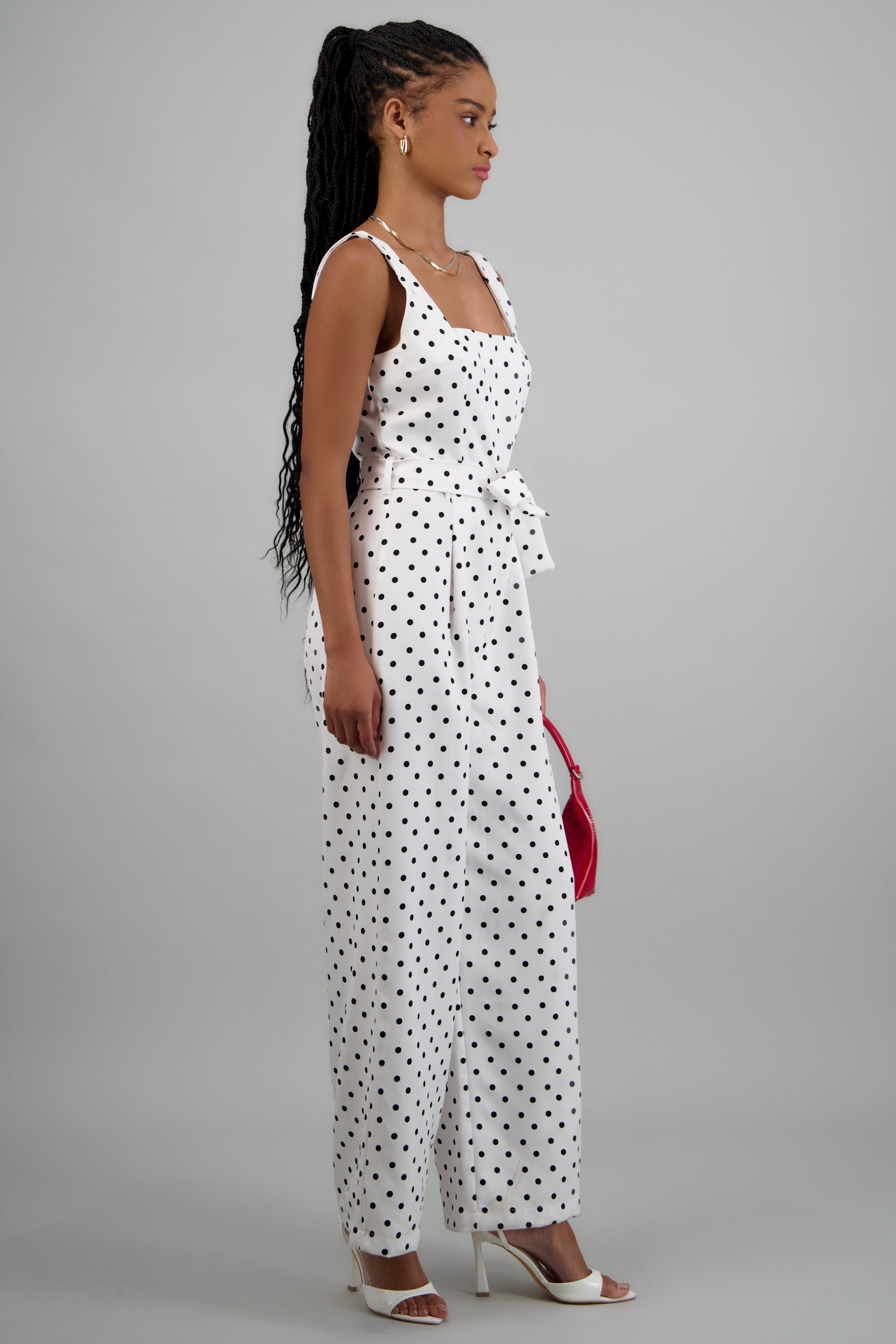 Jumpsuit tirantes polka dots BLANCO COMBO