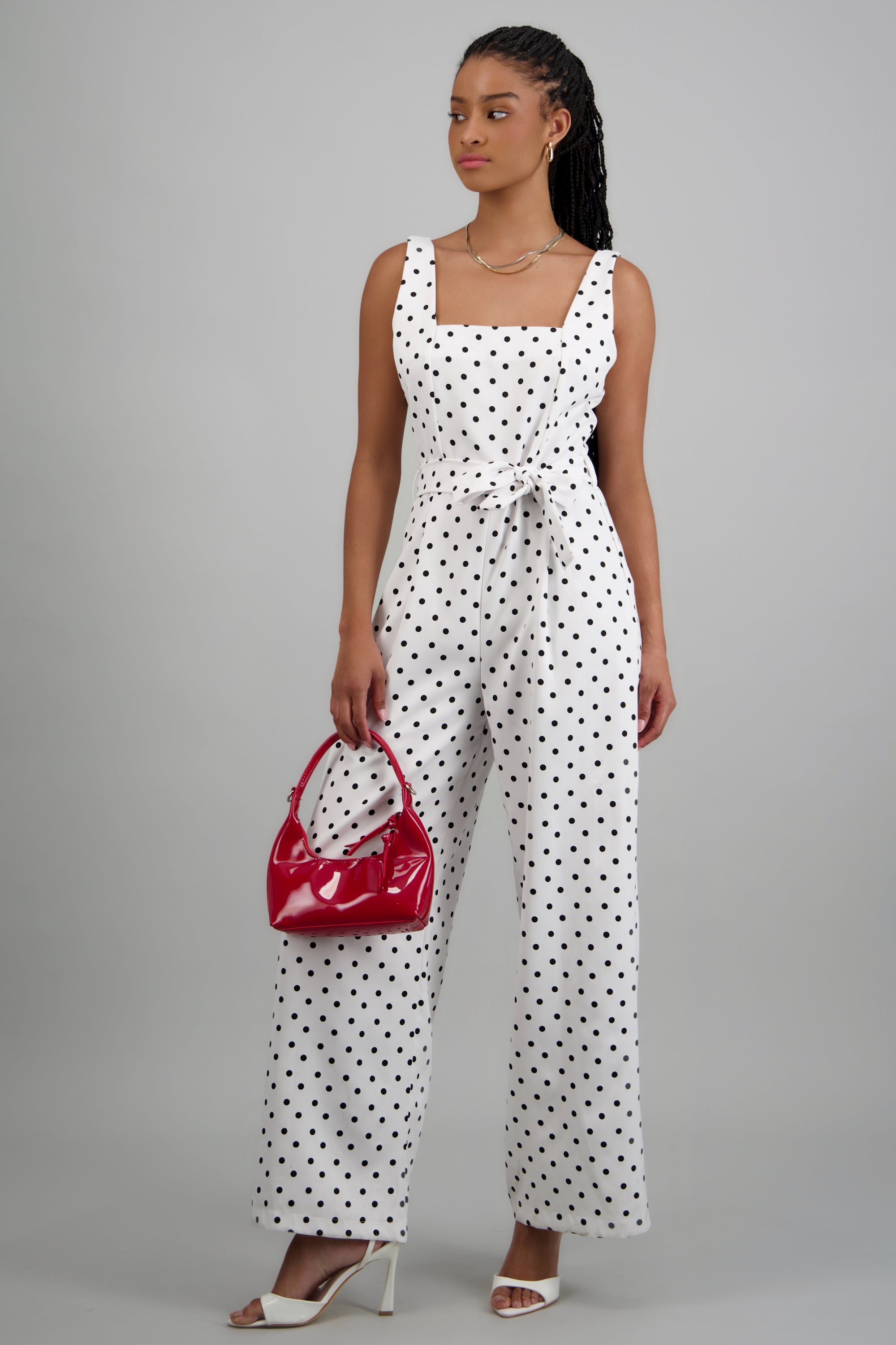 Jumpsuit tirantes polka dots BLANCO COMBO
