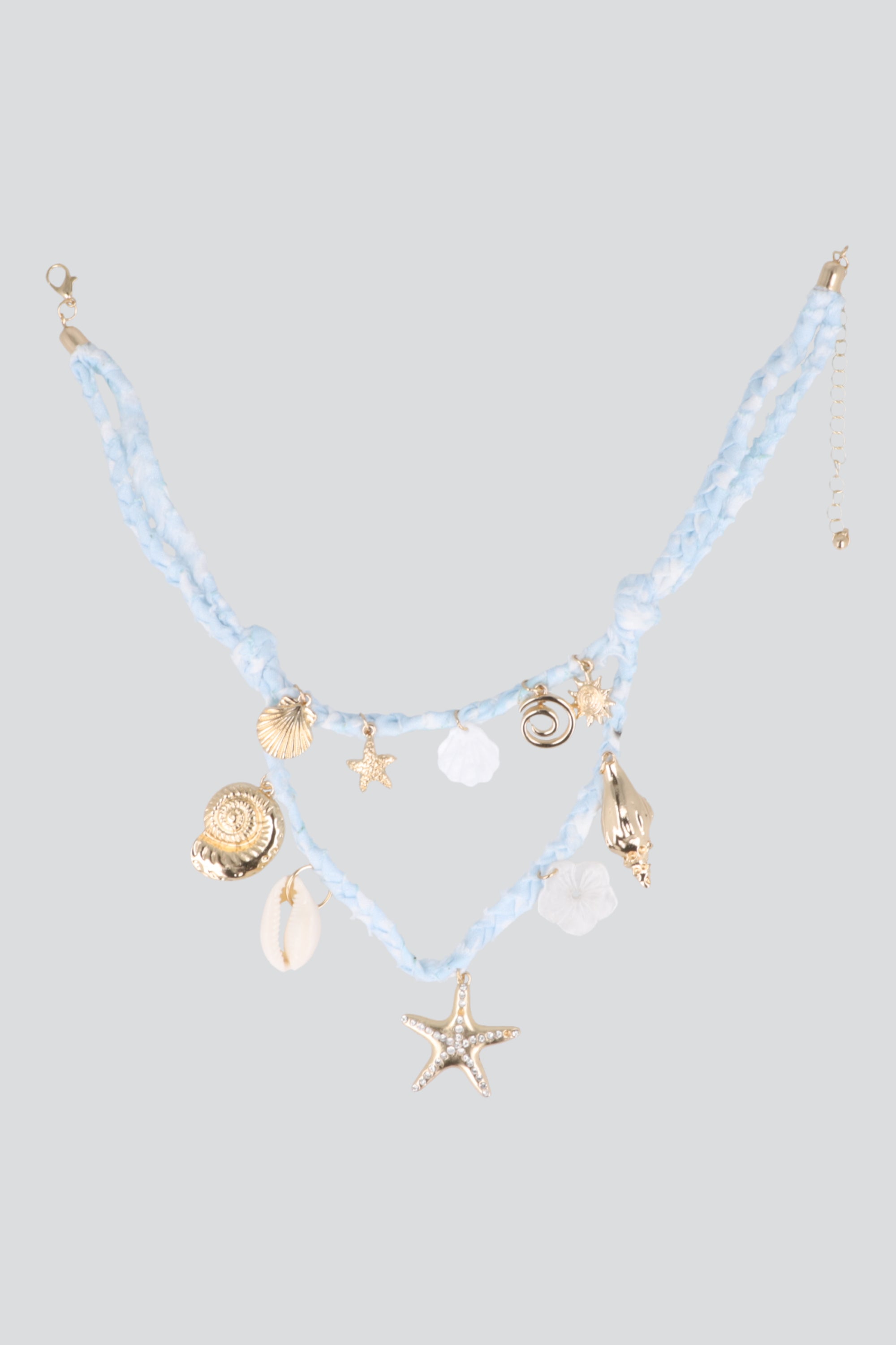 2 P COLLARES CORDON CHARMS ESTRELLA DE MAR AZUL